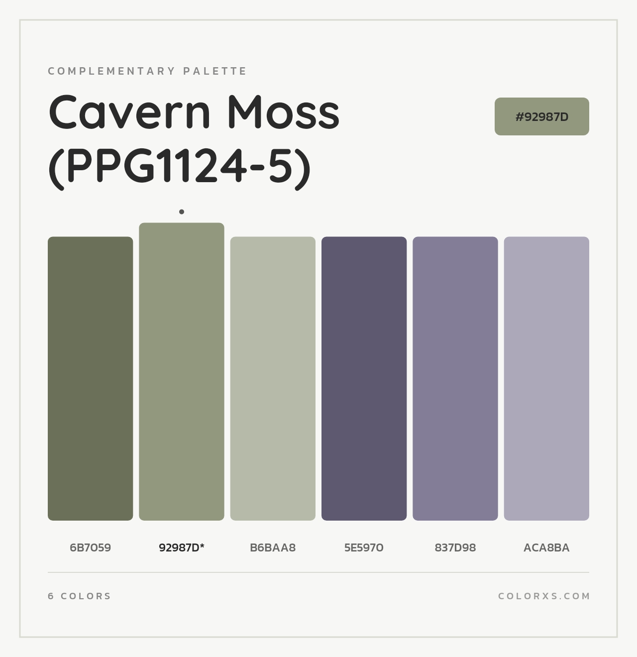 Cavern Moss (PPG1124-5) - Complementary Color Palette