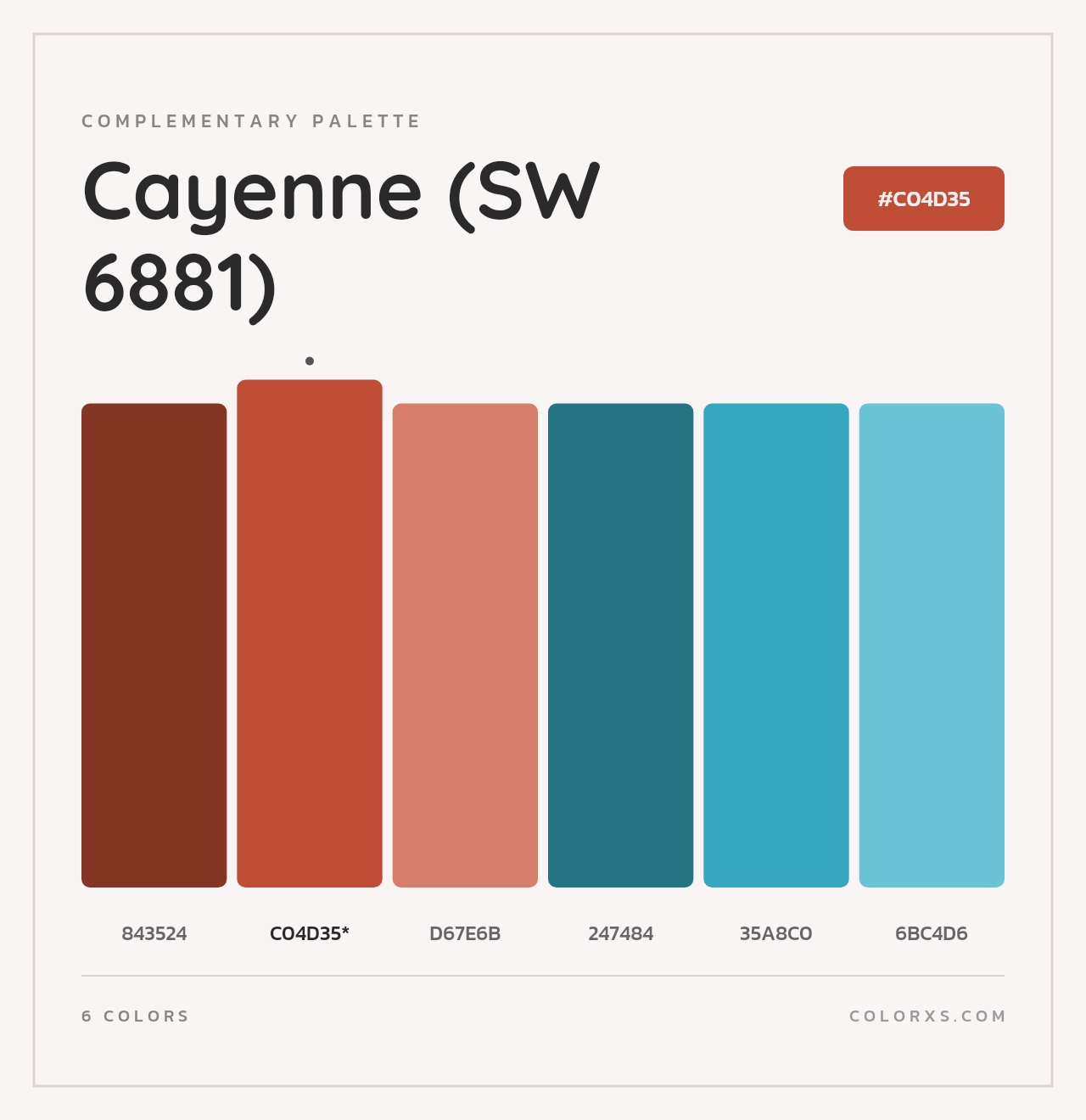 Cayenne (SW 6881) - Complementary Color Palette