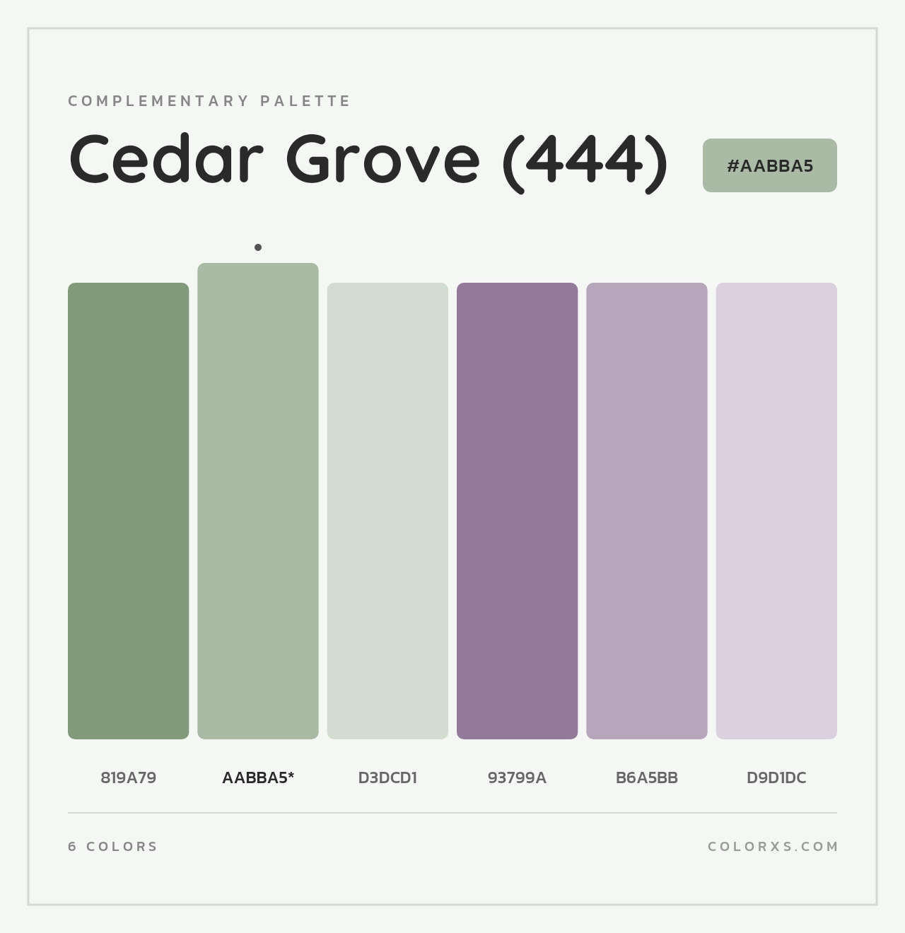 Cedar Grove (444) - Complementary Color Palette
