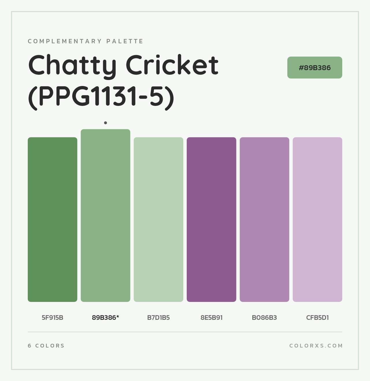 Chatty Cricket (PPG1131-5) - Complementary Color Palette