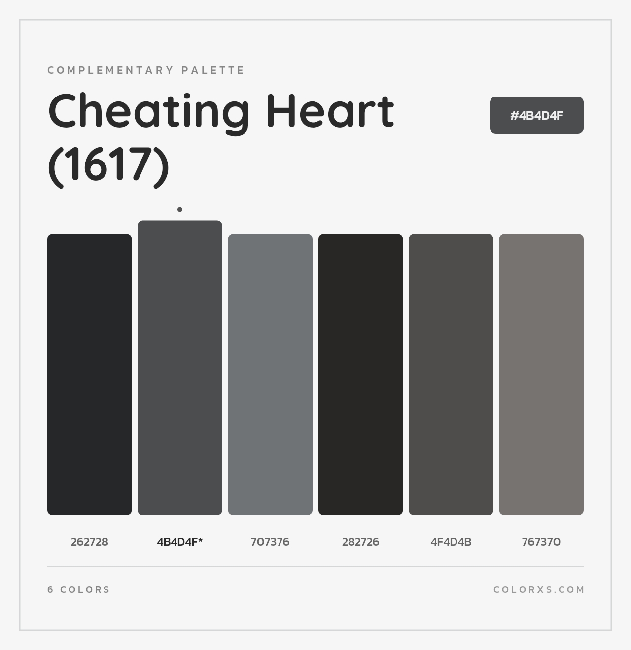 Cheating Heart (1617) - Complementary Color Palette