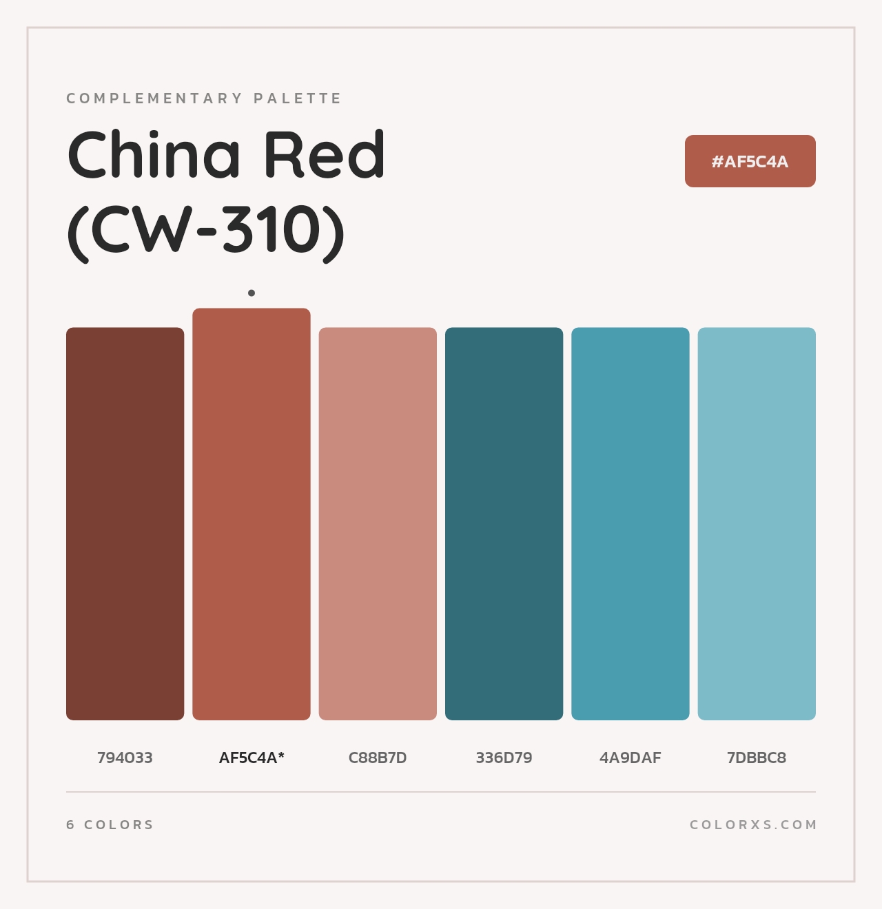 China Red (CW-310) - Complementary Color Palette