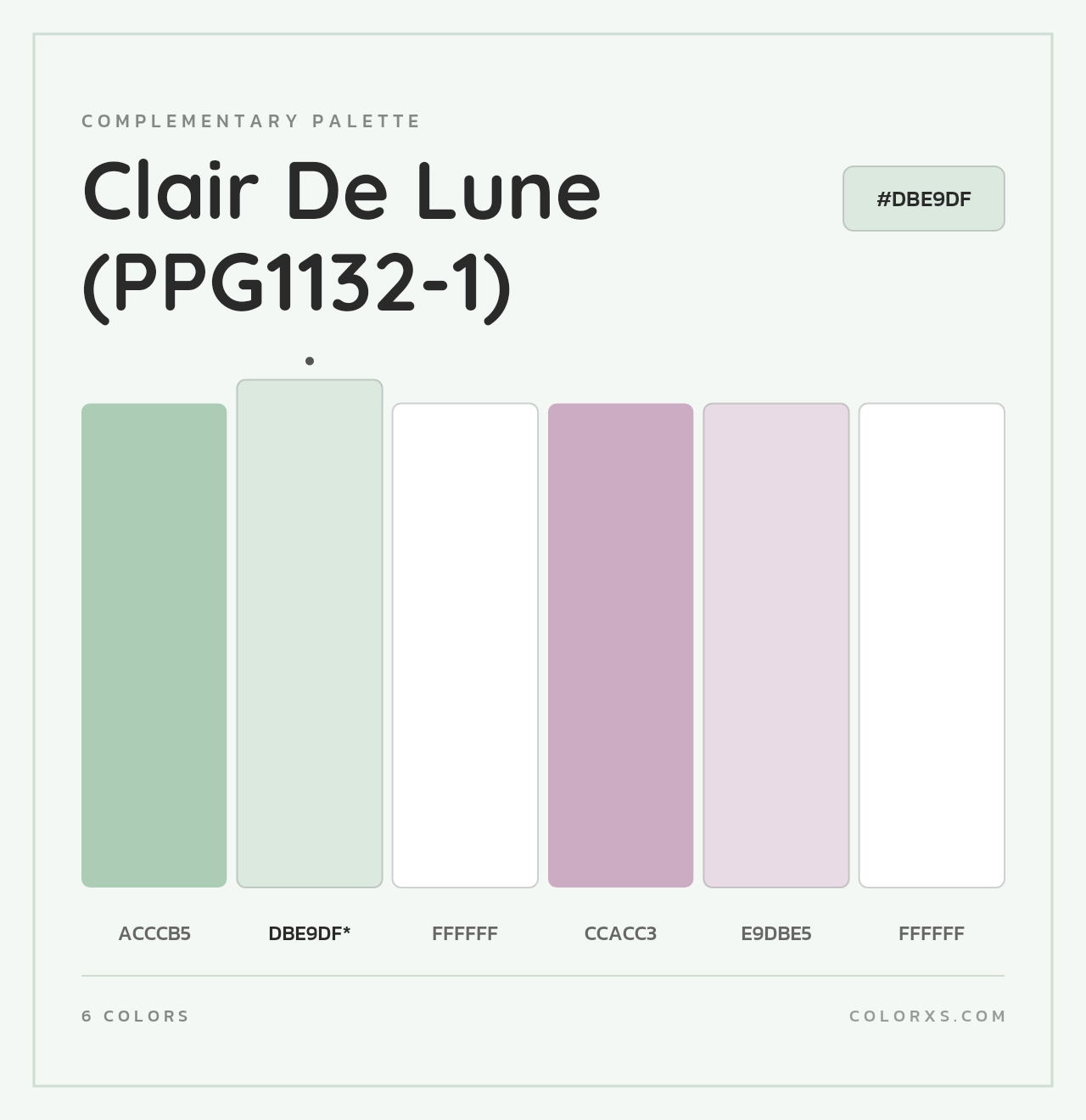 Clair De Lune (PPG1132-1) - Complementary Color Palette