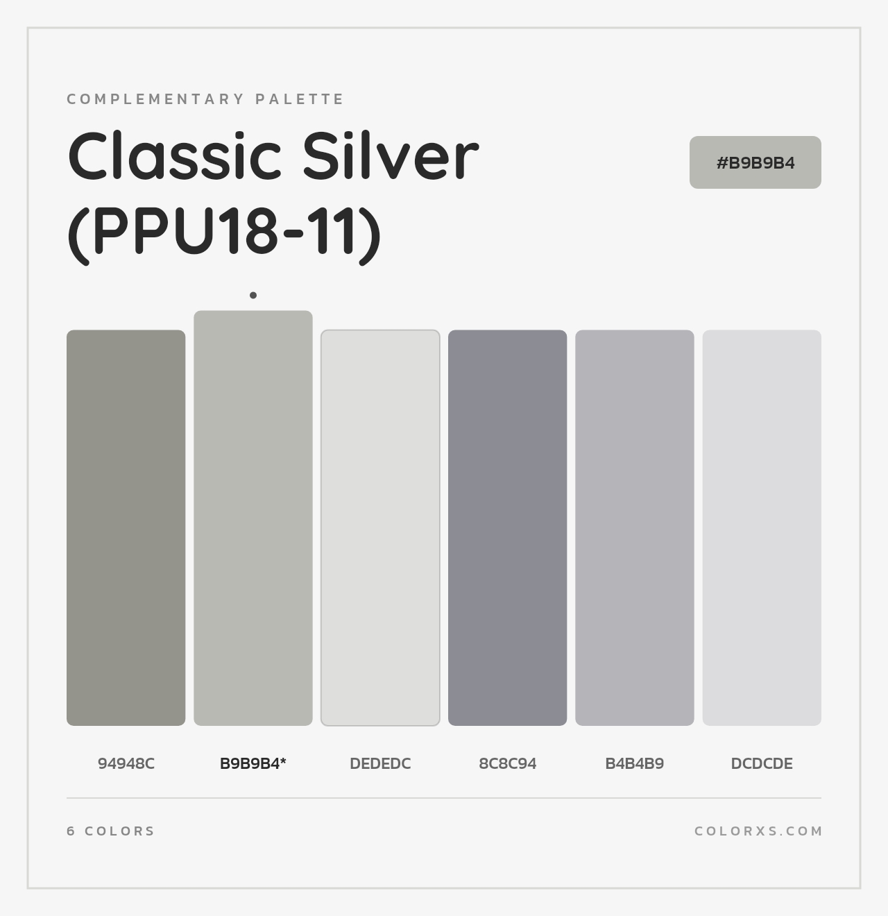 Classic Silver (PPU18-11) - Complementary Color Palette