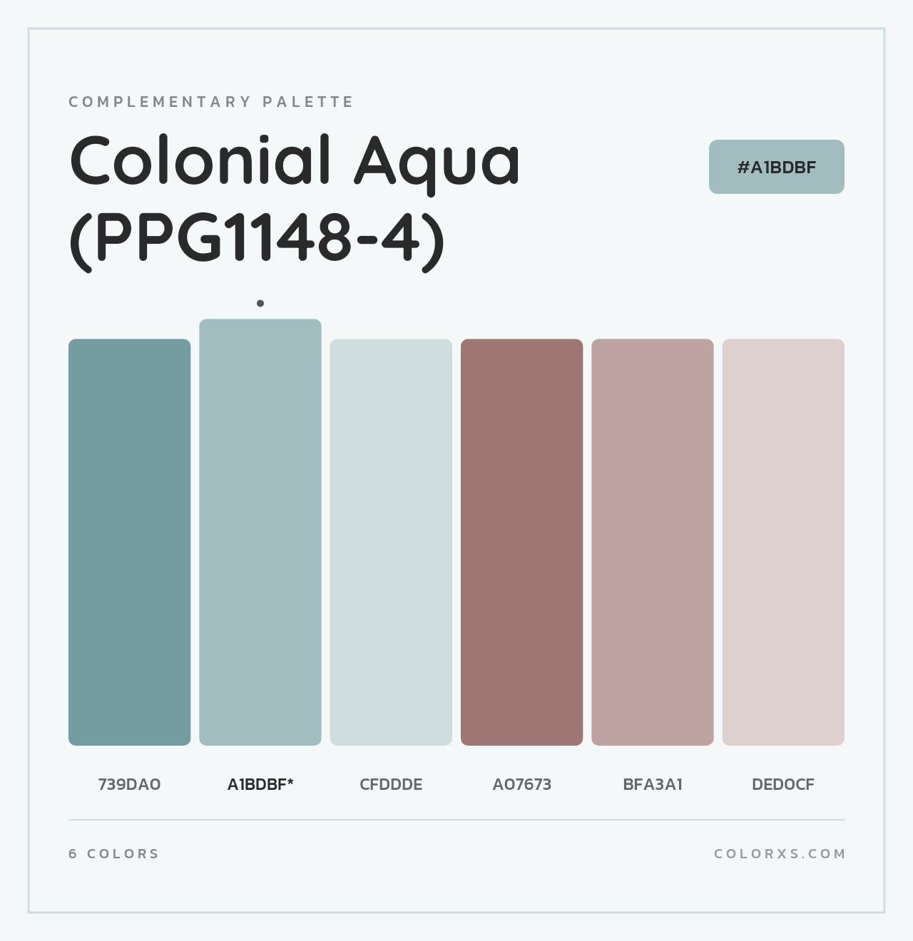 Colonial Aqua (PPG1148-4) - Complementary Color Palette