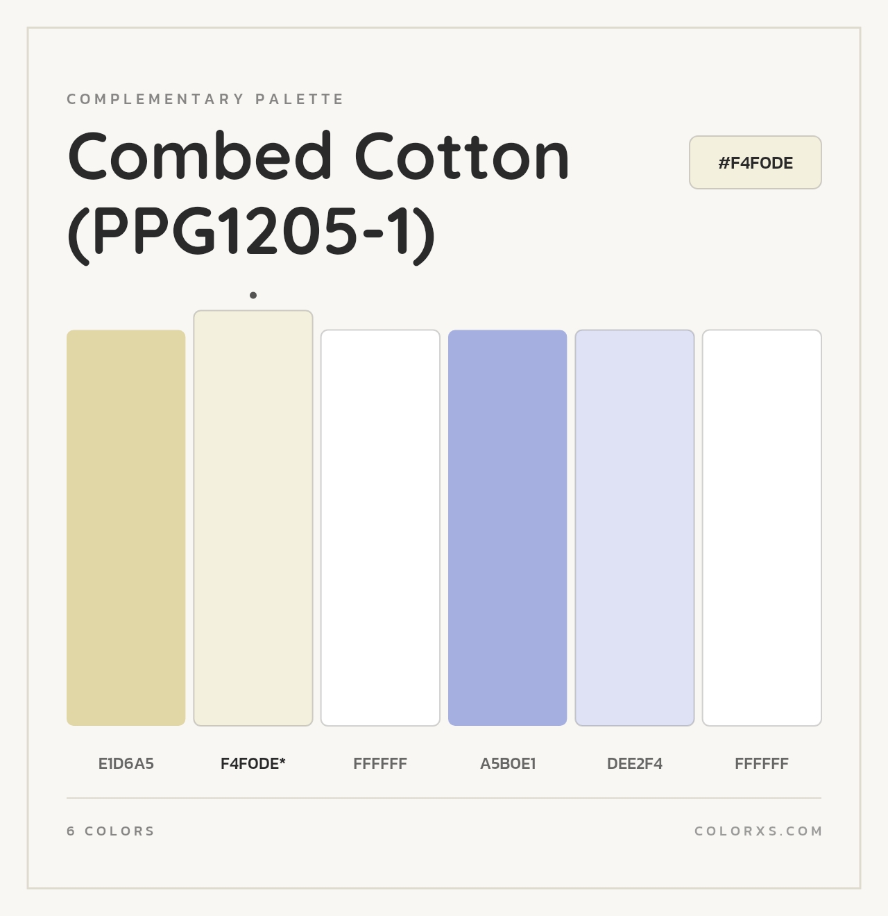 Combed Cotton (PPG1205-1) - Complementary Color Palette