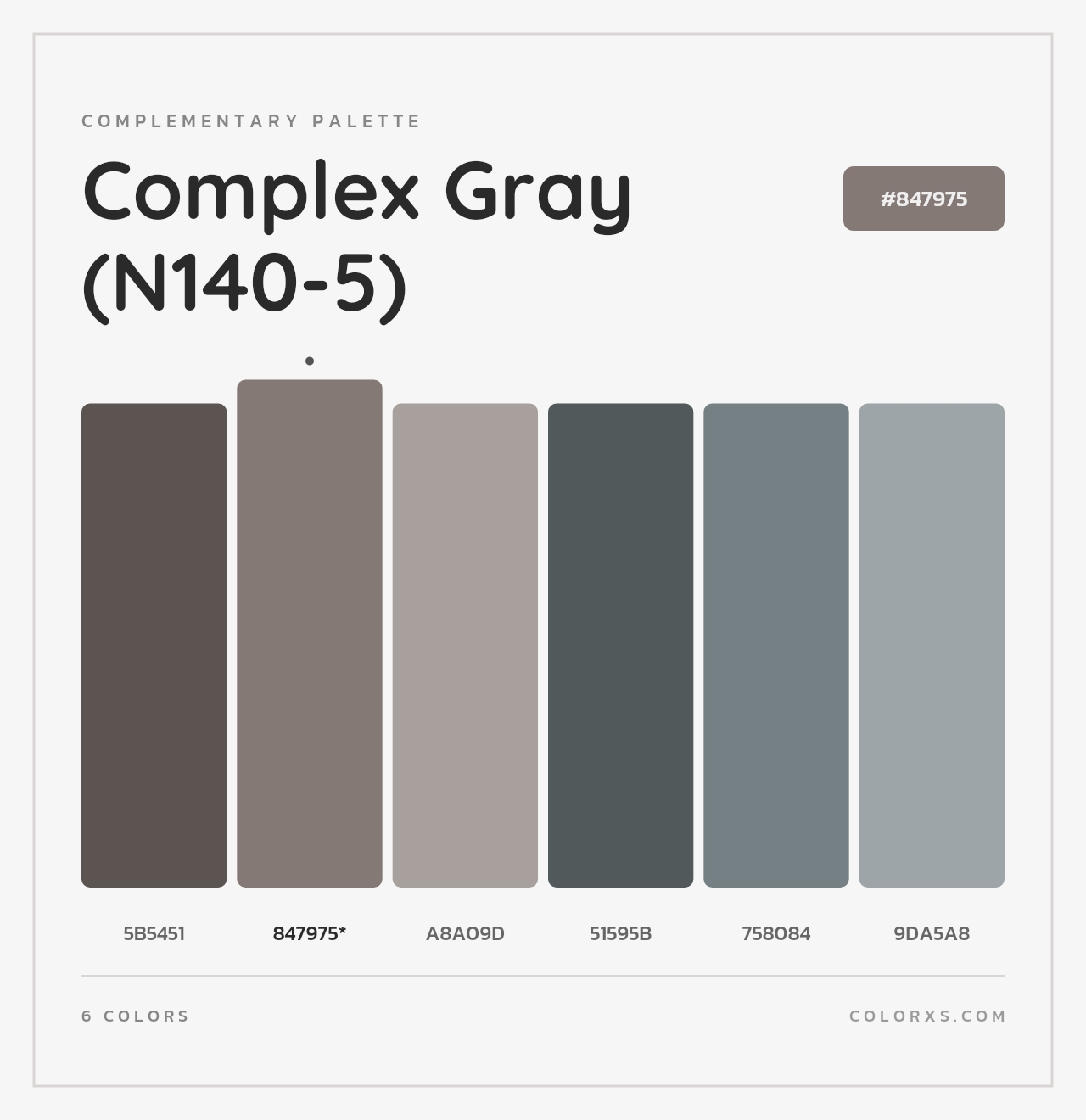 Complex Gray (N140-5) - Complementary Color Palette
