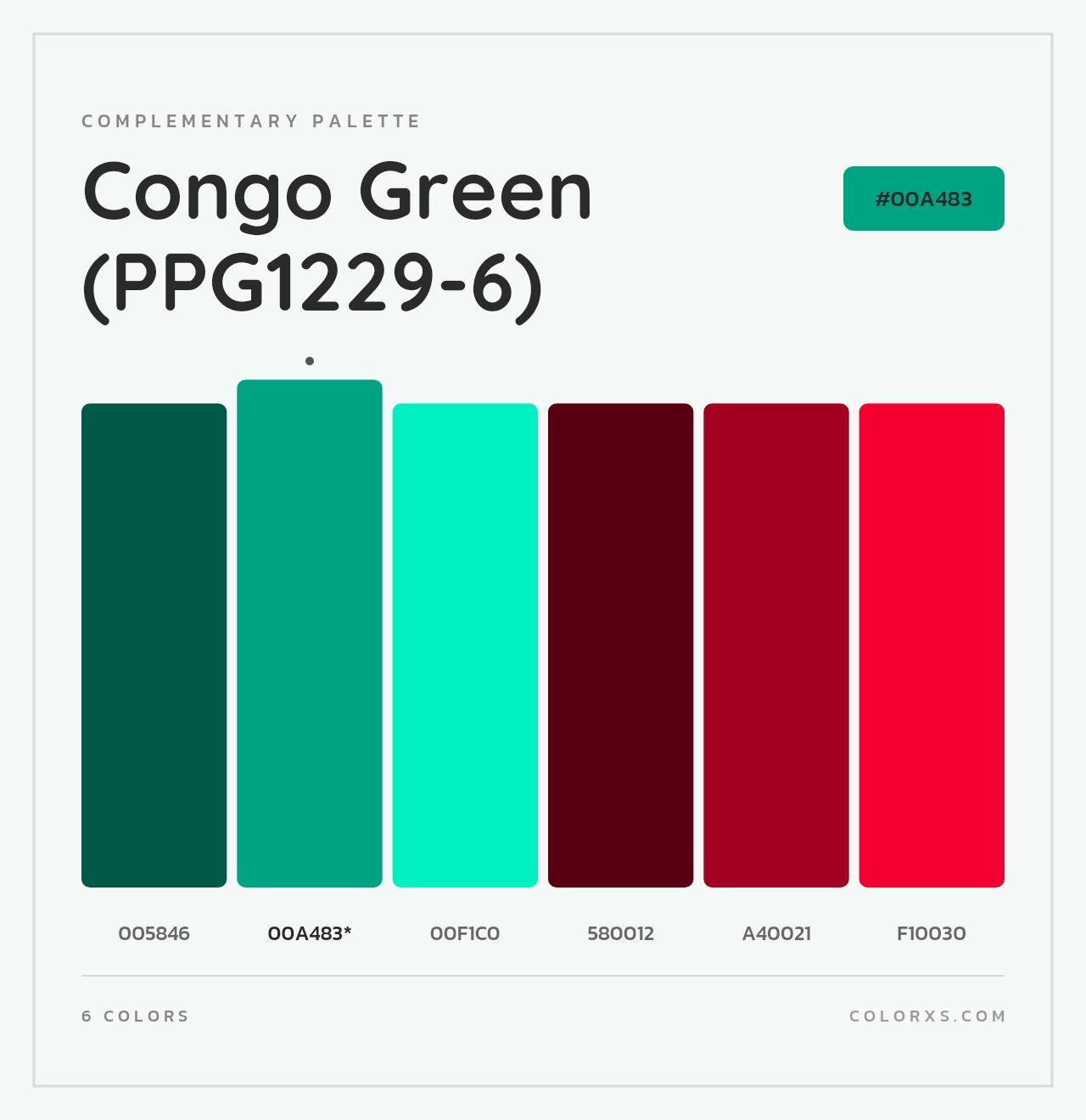 Congo Green (PPG1229-6) - Complementary Color Palette