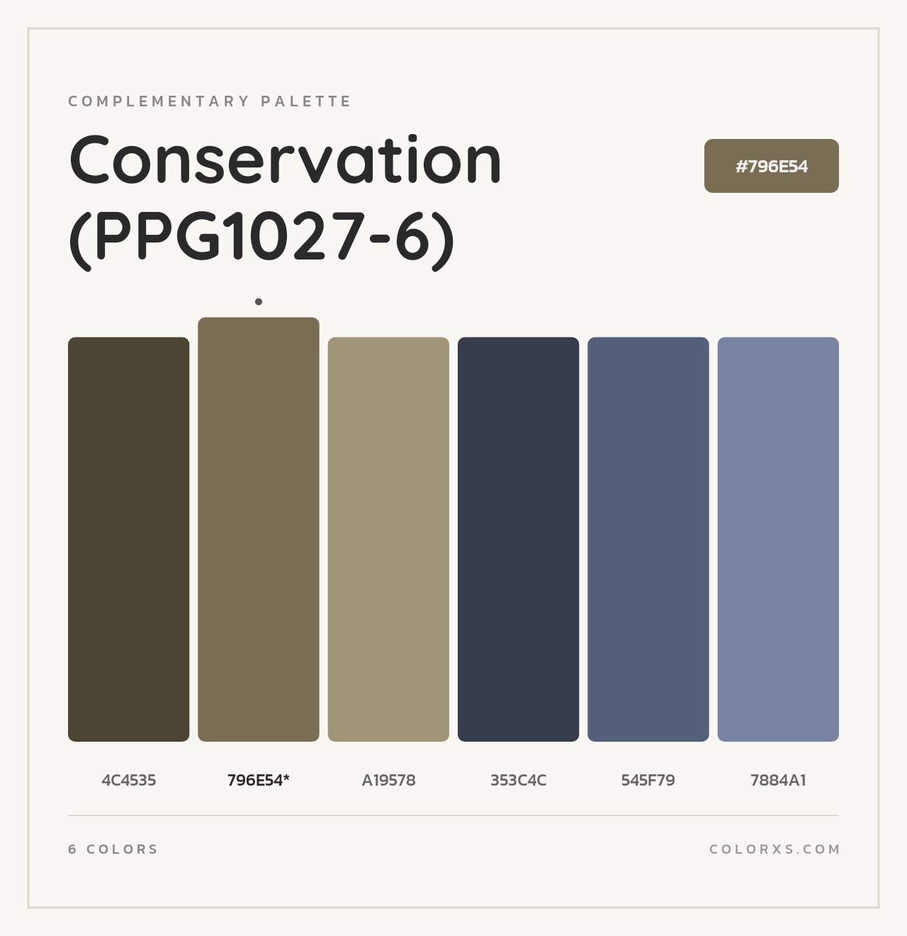 Conservation (PPG1027-6) - Complementary Color Palette