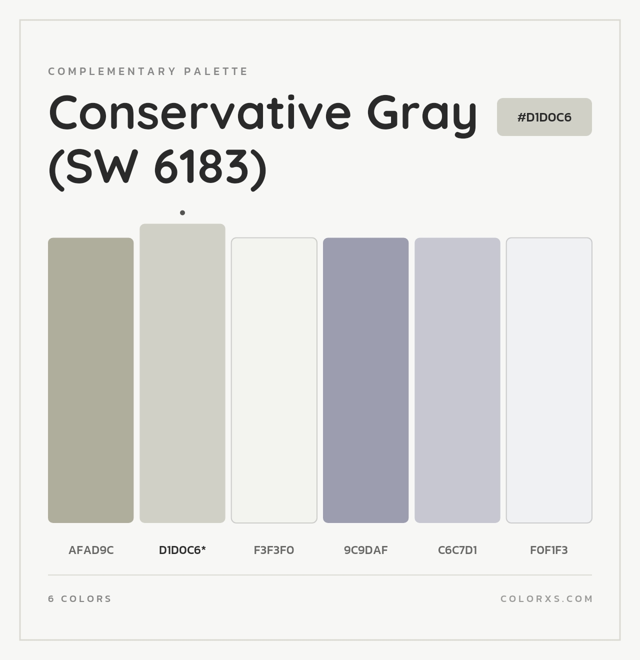 Conservative Gray (SW 6183) - Complementary Color Palette