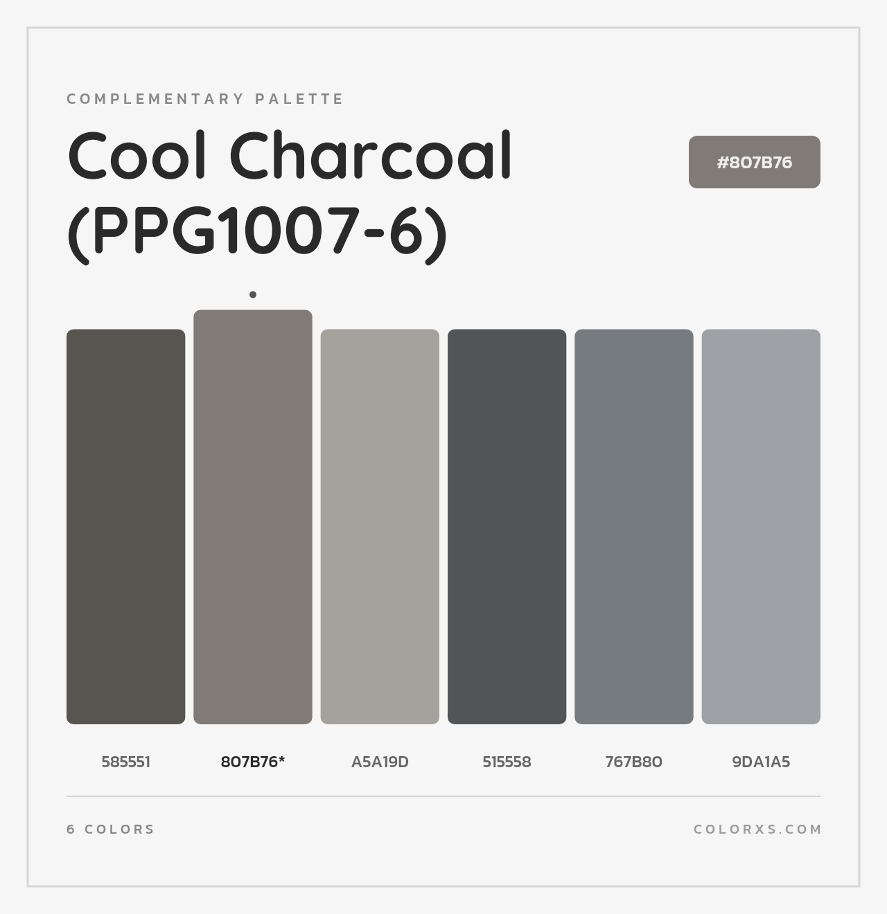 Cool Charcoal (PPG1007-6) - Complementary Color Palette