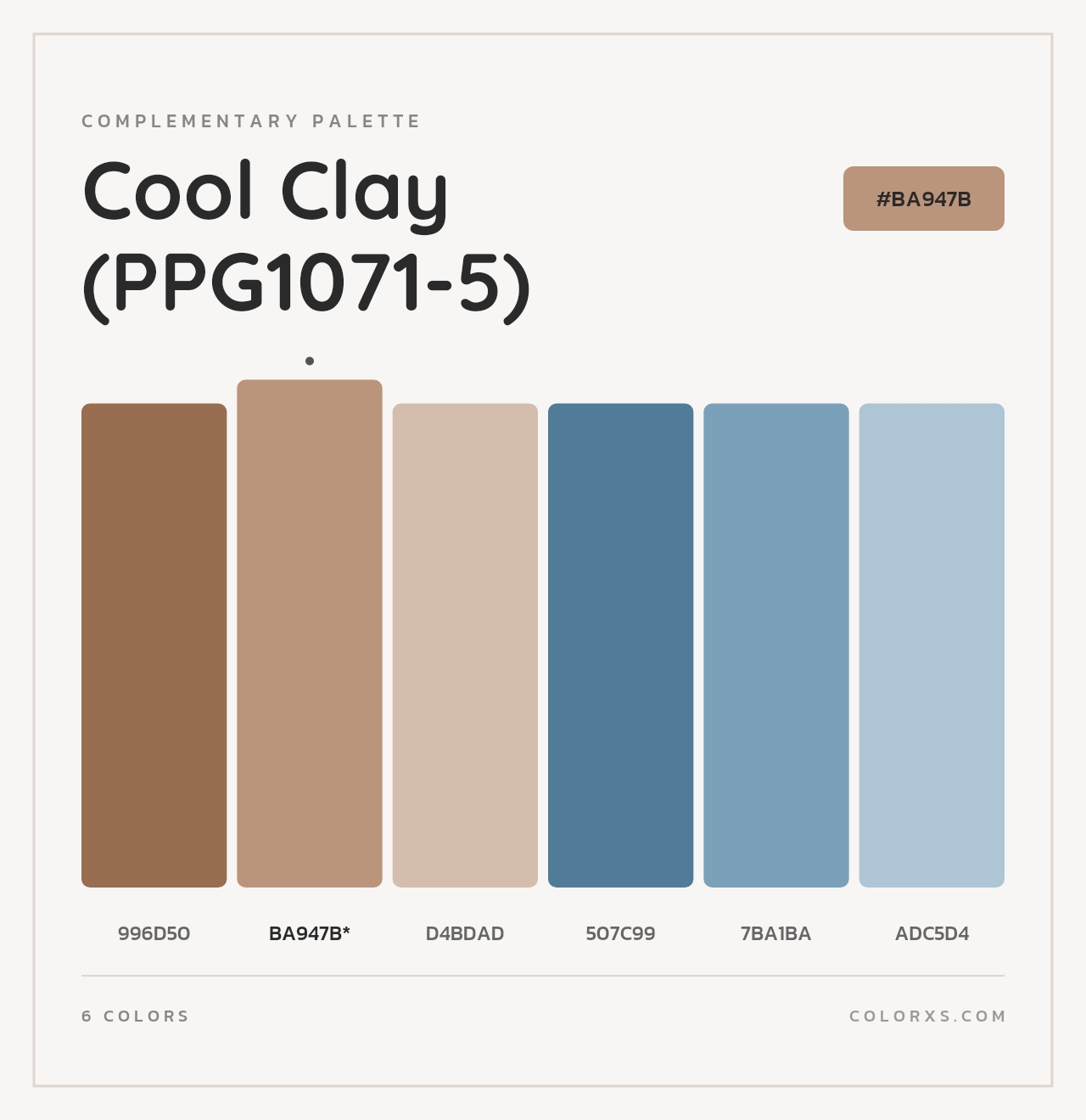 Cool Clay (PPG1071-5) - Complementary Color Palette