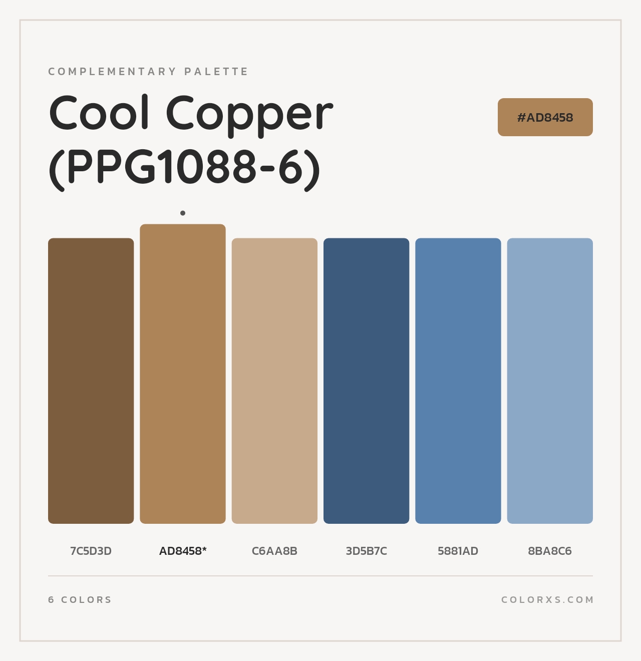 Cool Copper (PPG1088-6) - Complementary Color Palette