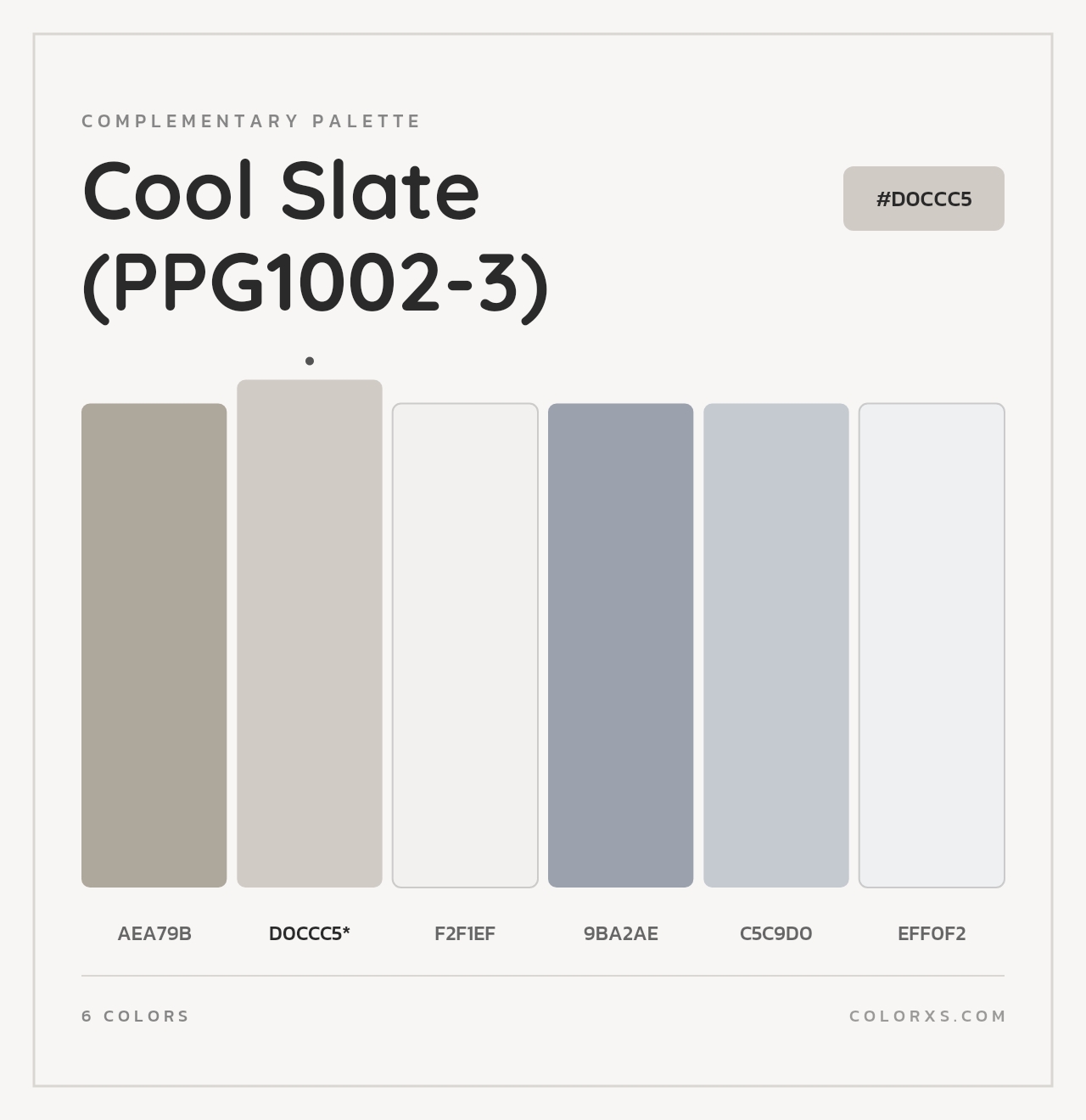 Cool Slate (PPG1002-3) - Complementary Color Palette