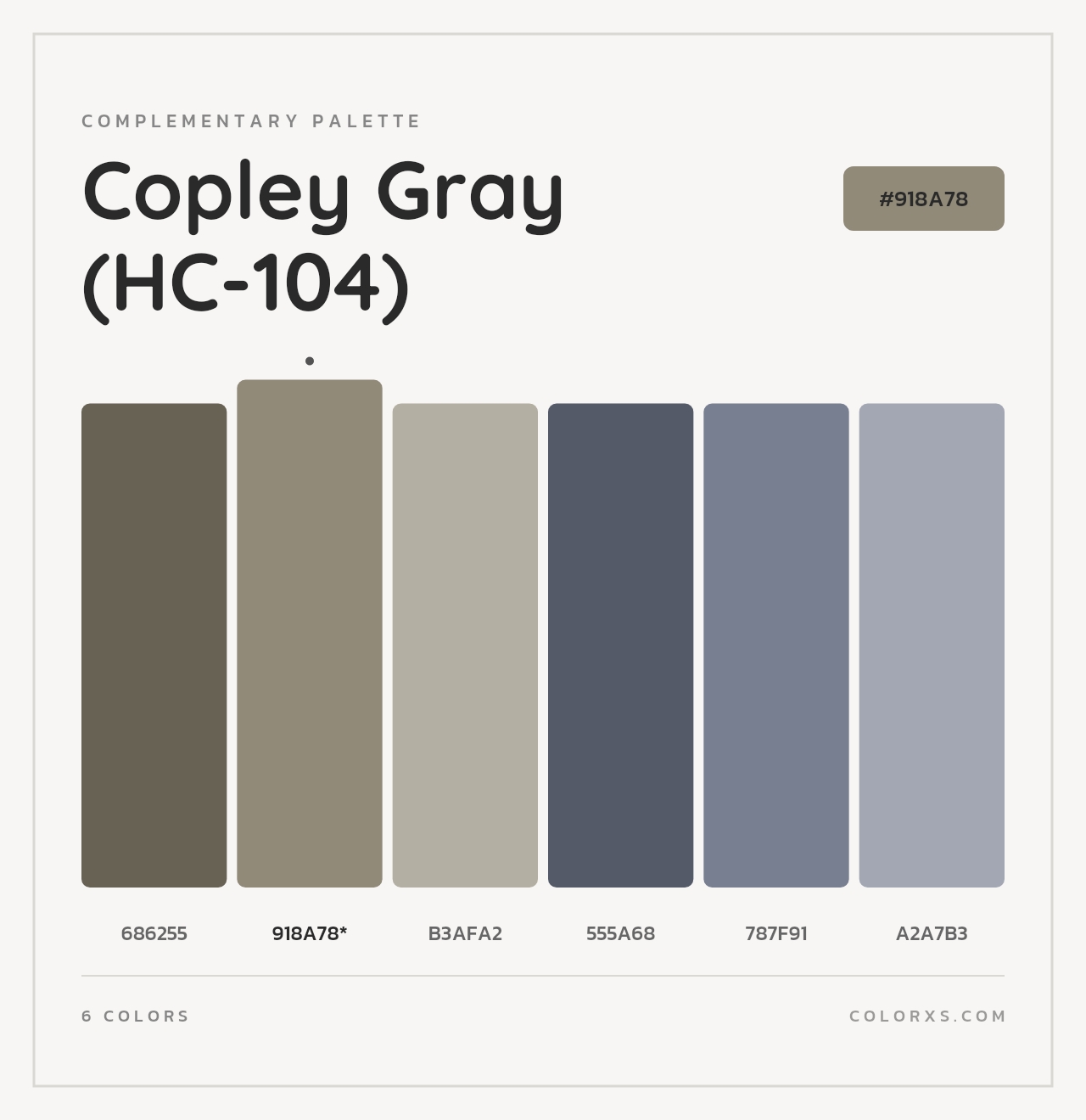 Copley Gray (HC-104) - Complementary Color Palette