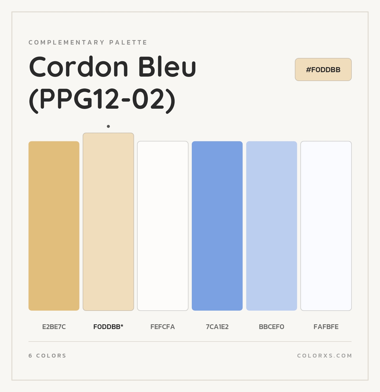 Cordon Bleu (PPG12-02) - Complementary Color Palette