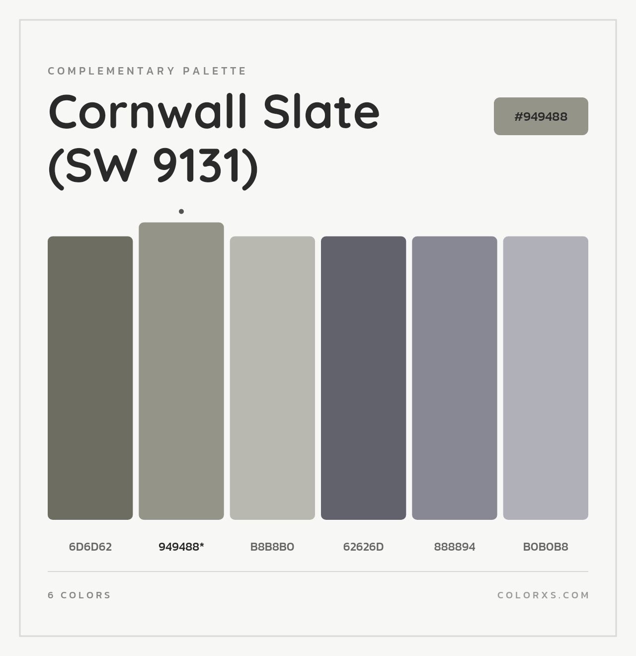 Cornwall Slate (SW 9131) - Complementary Color Palette