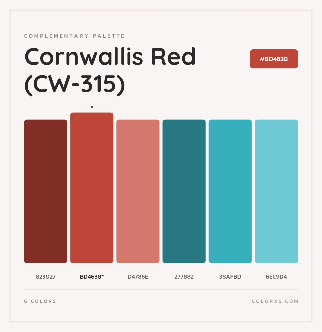 Cornwallis Red (CW-315) - Complementary Color Palette