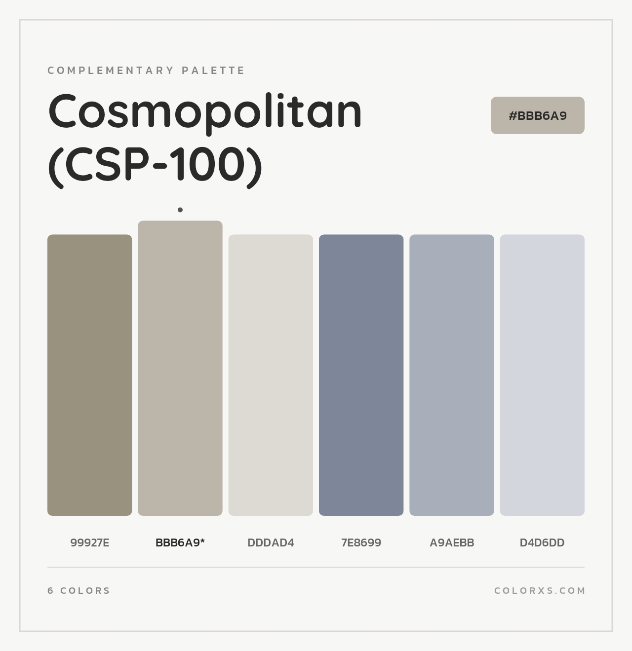 Cosmopolitan (CSP-100) - Complementary Color Palette
