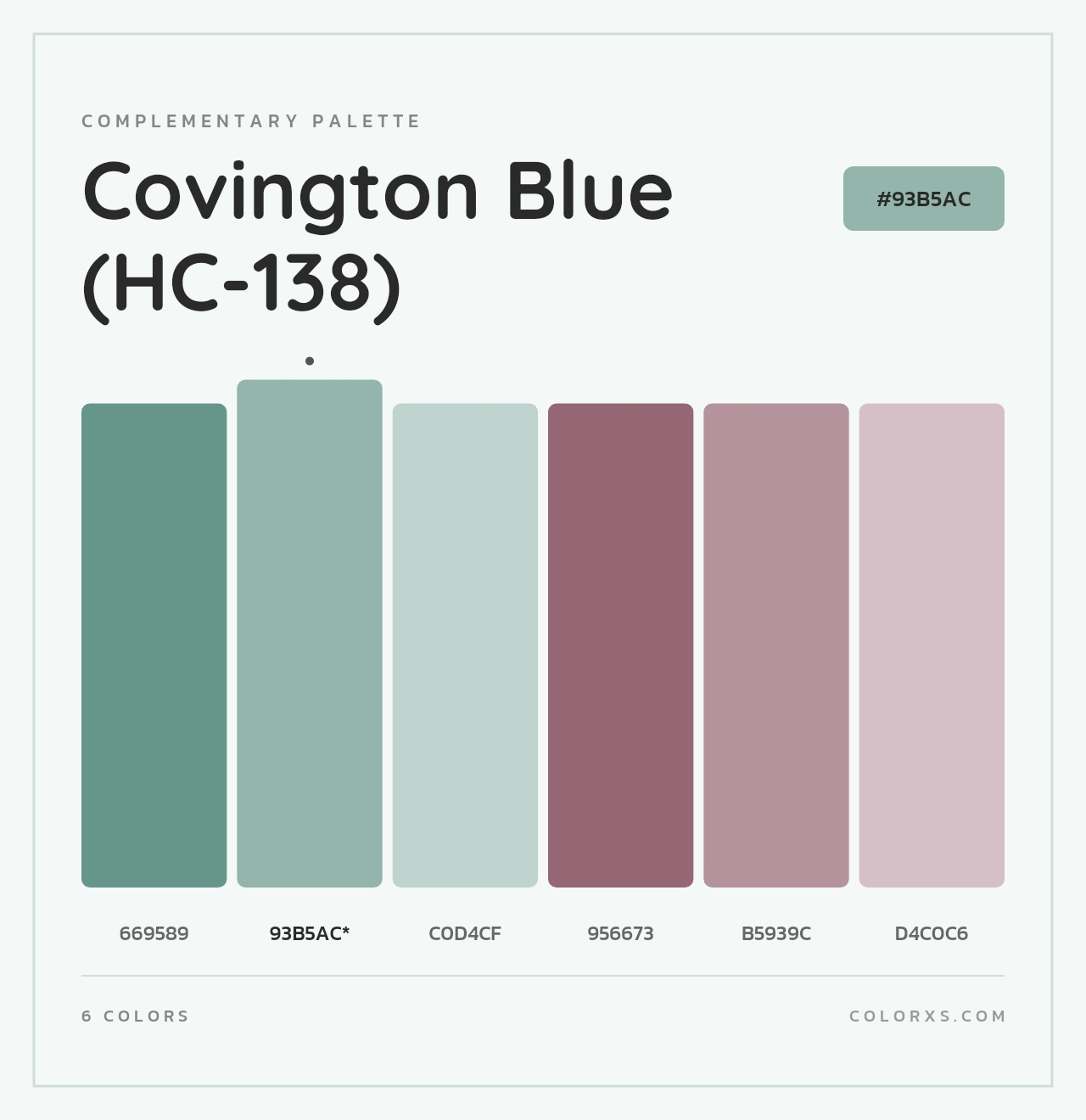 Covington Blue (HC-138) - Complementary Color Palette