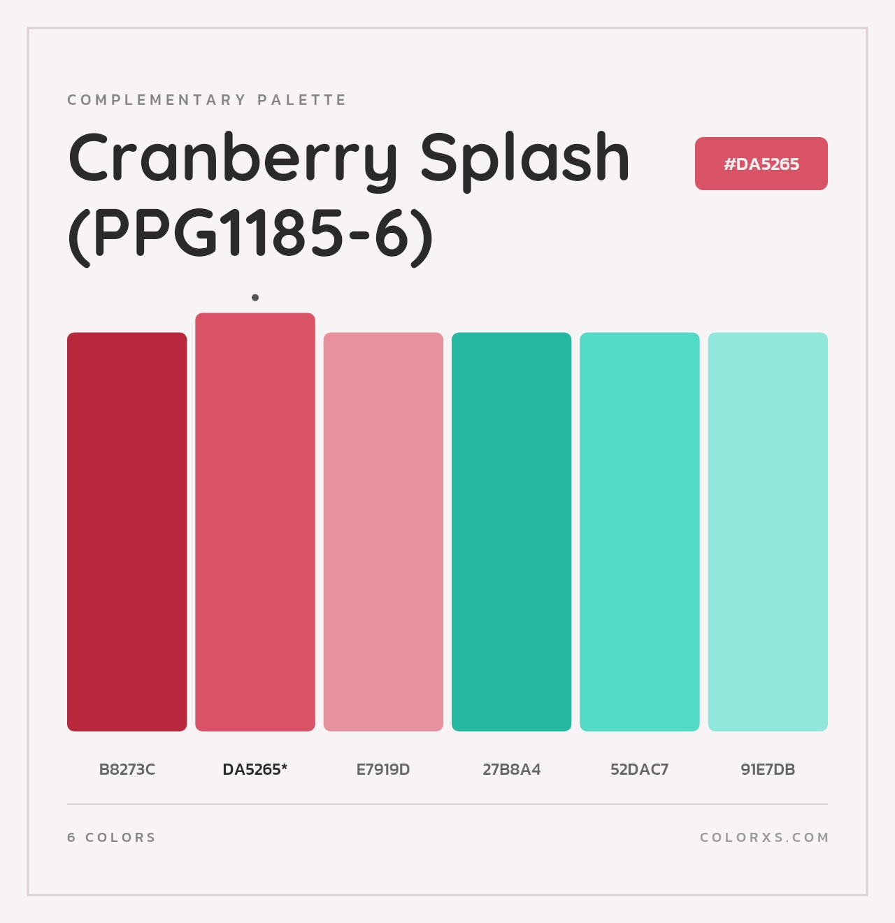Cranberry Splash (PPG1185-6) - Complementary Color Palette