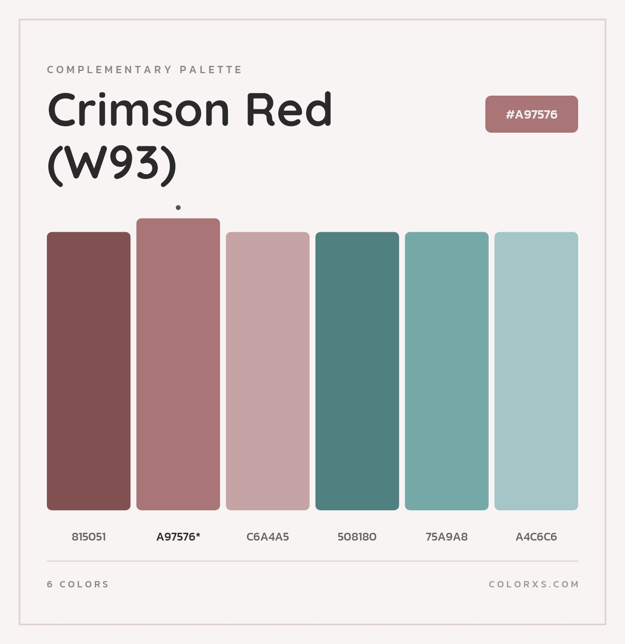Crimson Red (W93) - Complementary Color Palette