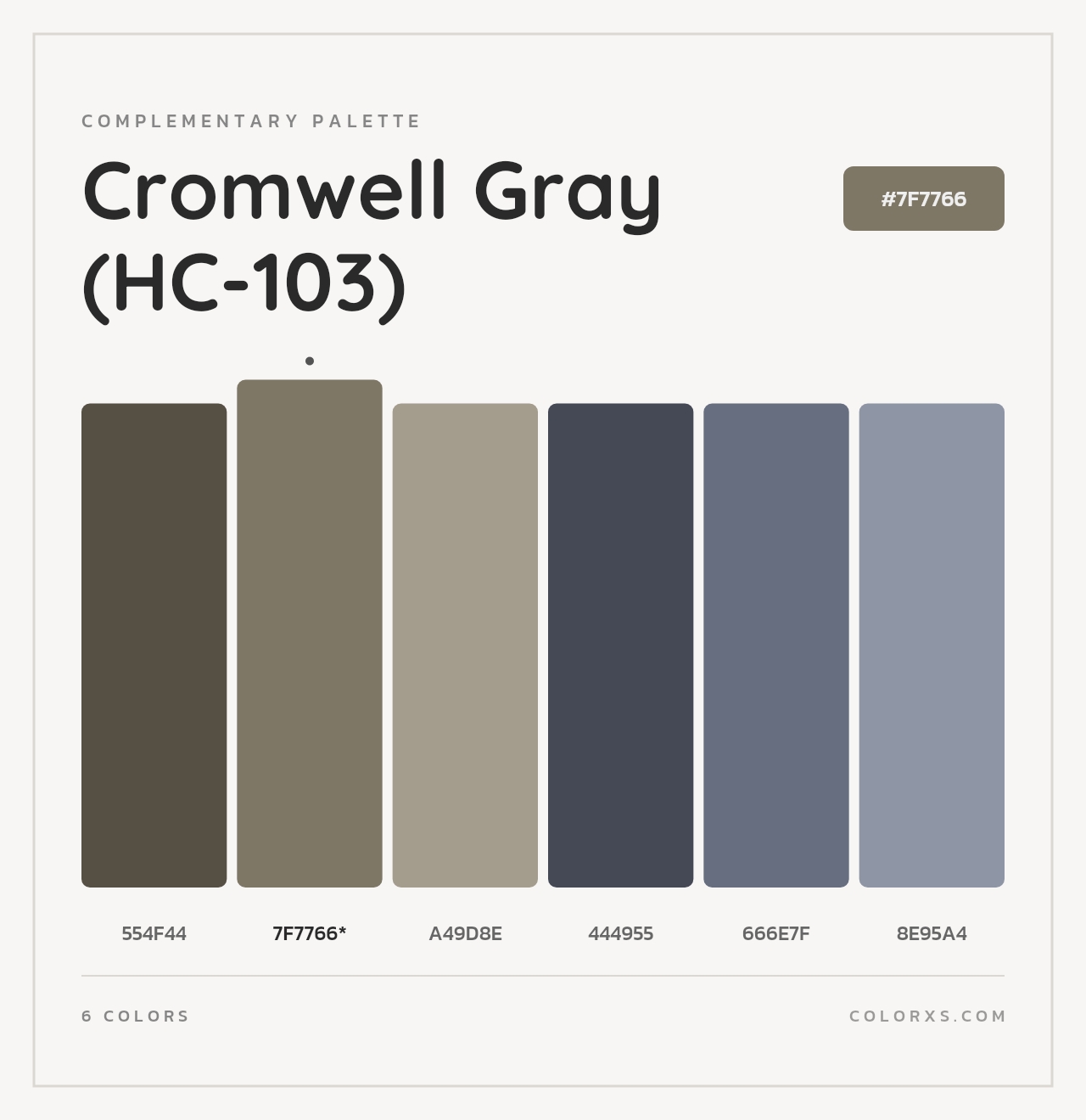Cromwell Gray (HC-103) - Complementary Color Palette
