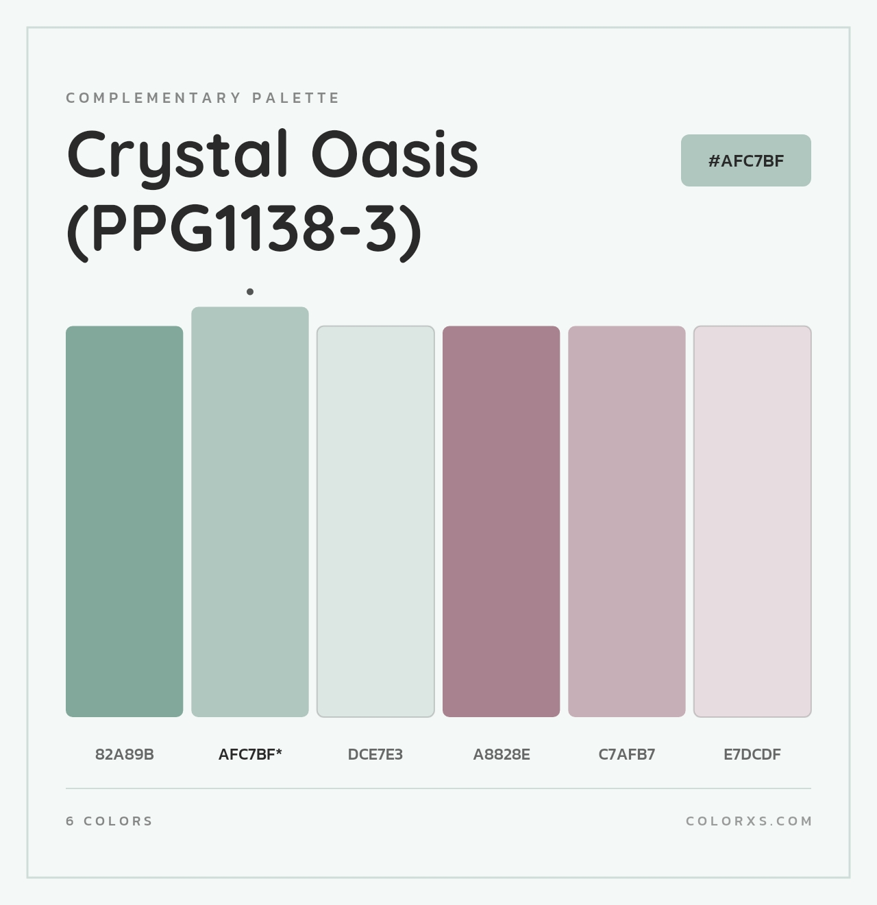 Crystal Oasis (PPG1138-3) - Complementary Color Palette