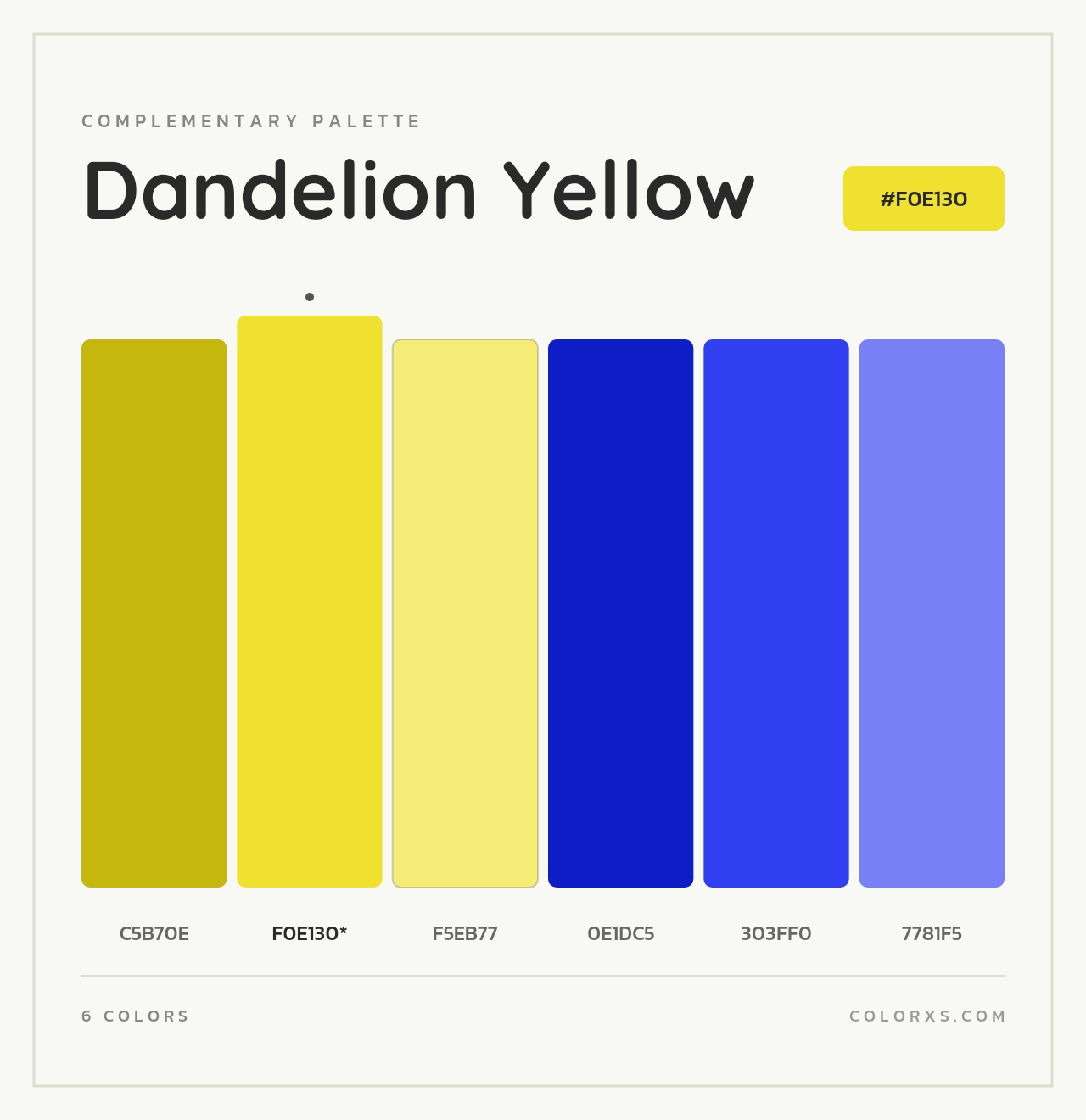 Dandelion Yellow - Complementary Color Palette