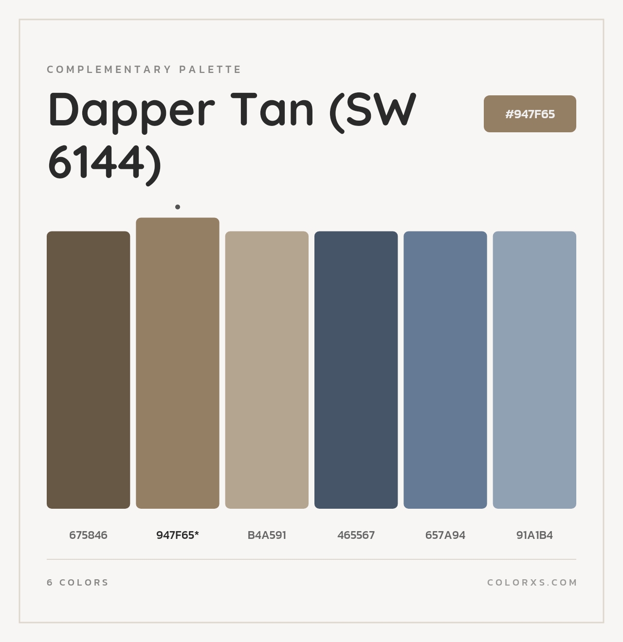 Dapper Tan (SW 6144) - Complementary Color Palette