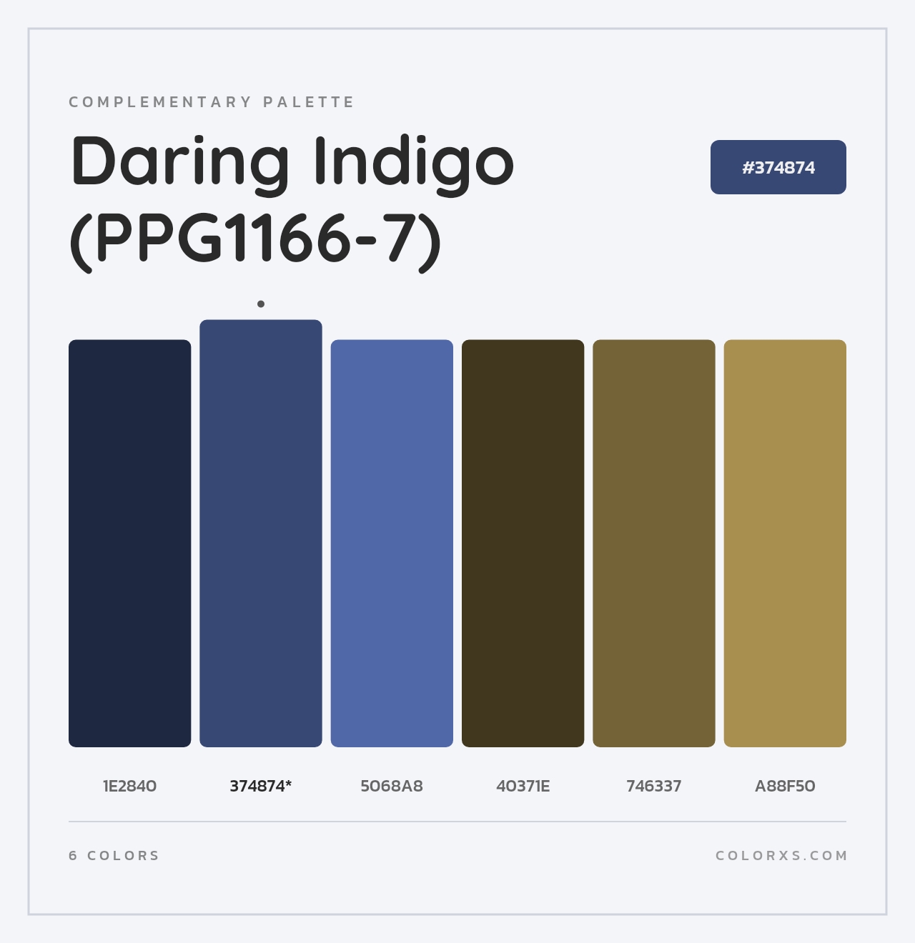 Daring Indigo (PPG1166-7) - Complementary Color Palette