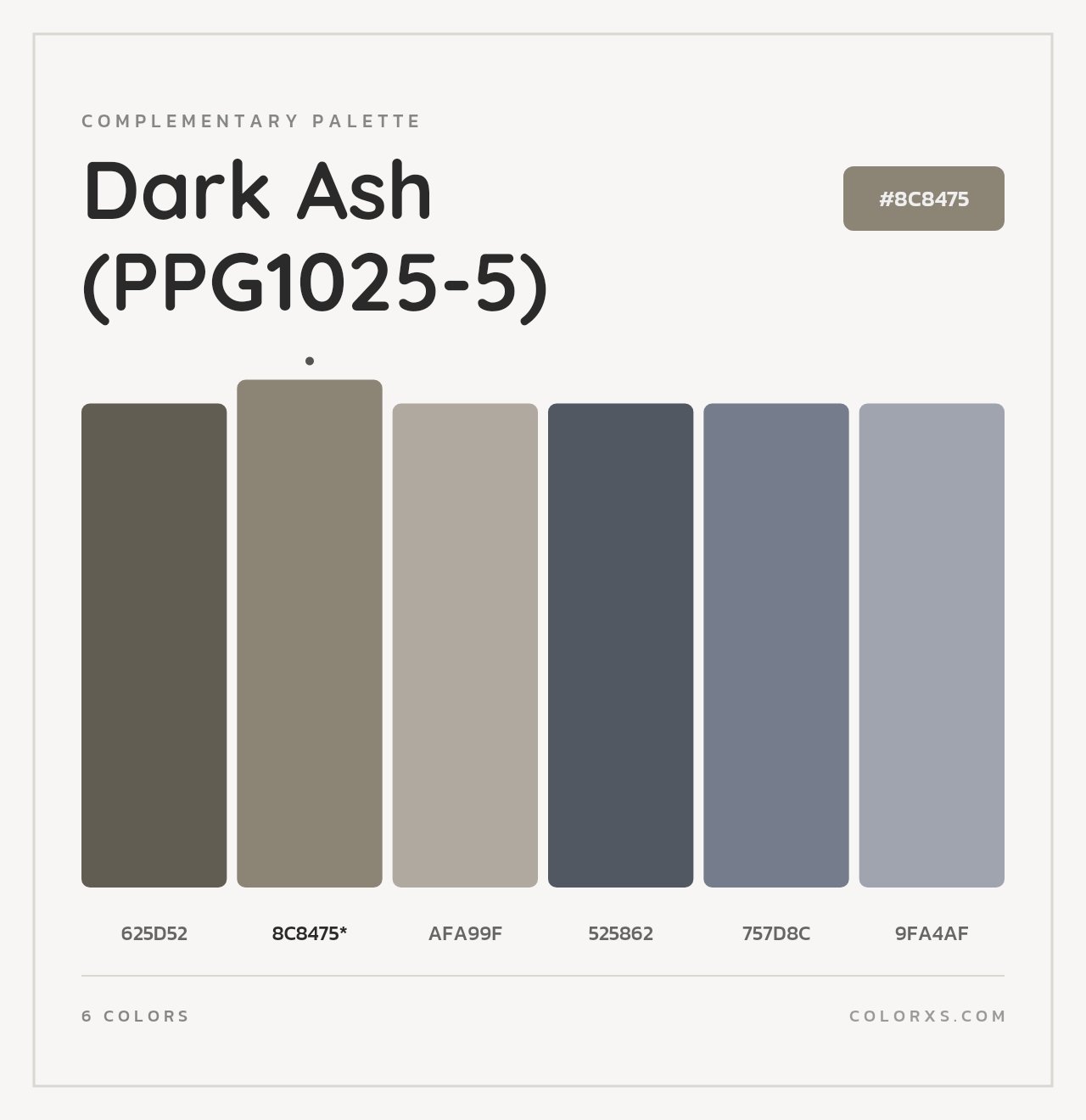 Dark Ash (PPG1025-5) - Complementary Color Palette