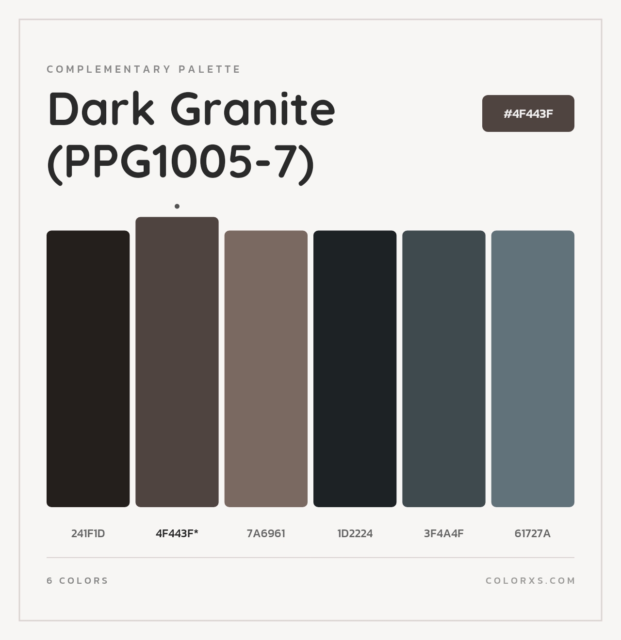 Dark Granite (PPG1005-7) - Complementary Color Palette