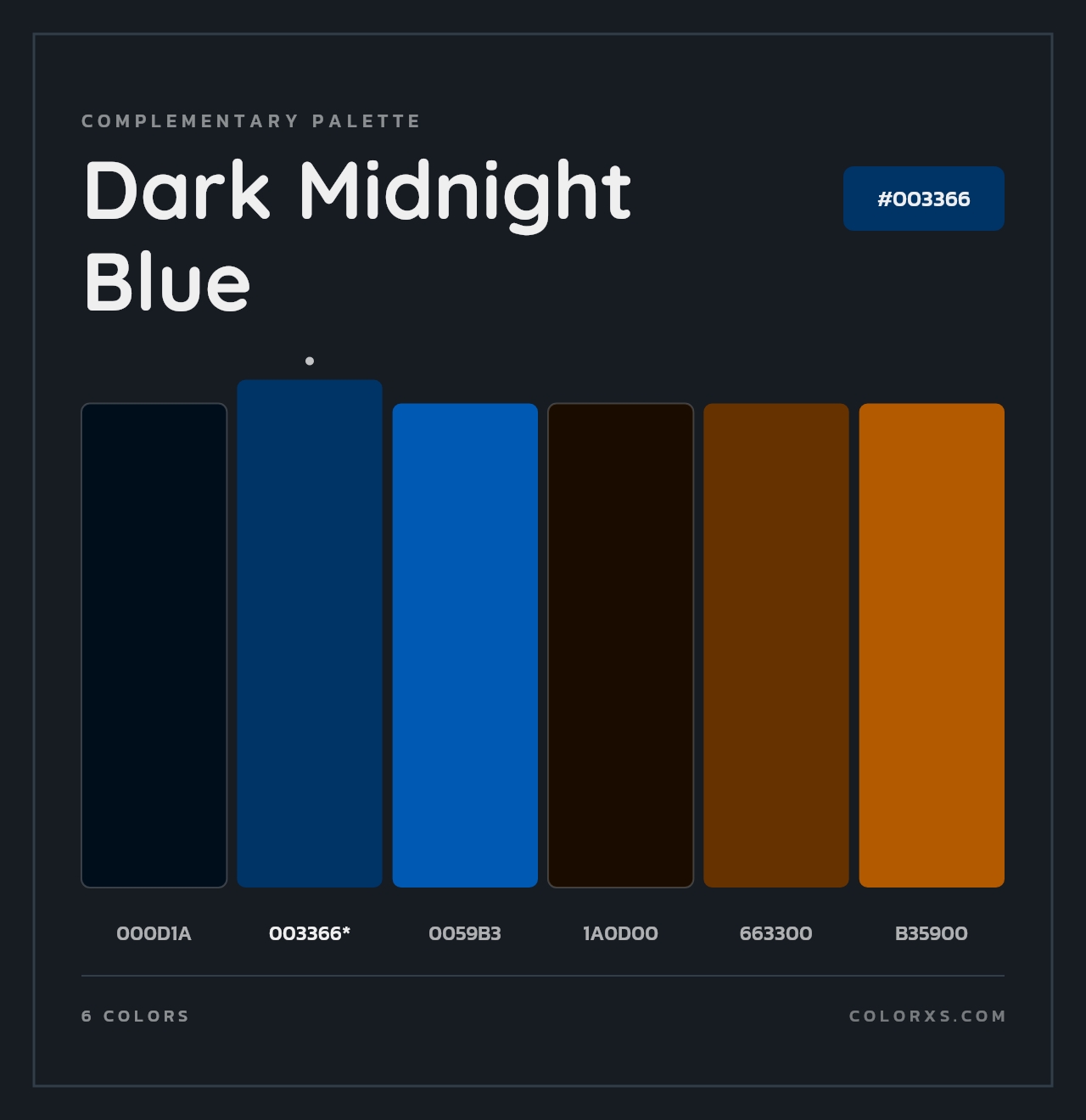 Dark Midnight Blue - Complementary Color Palette