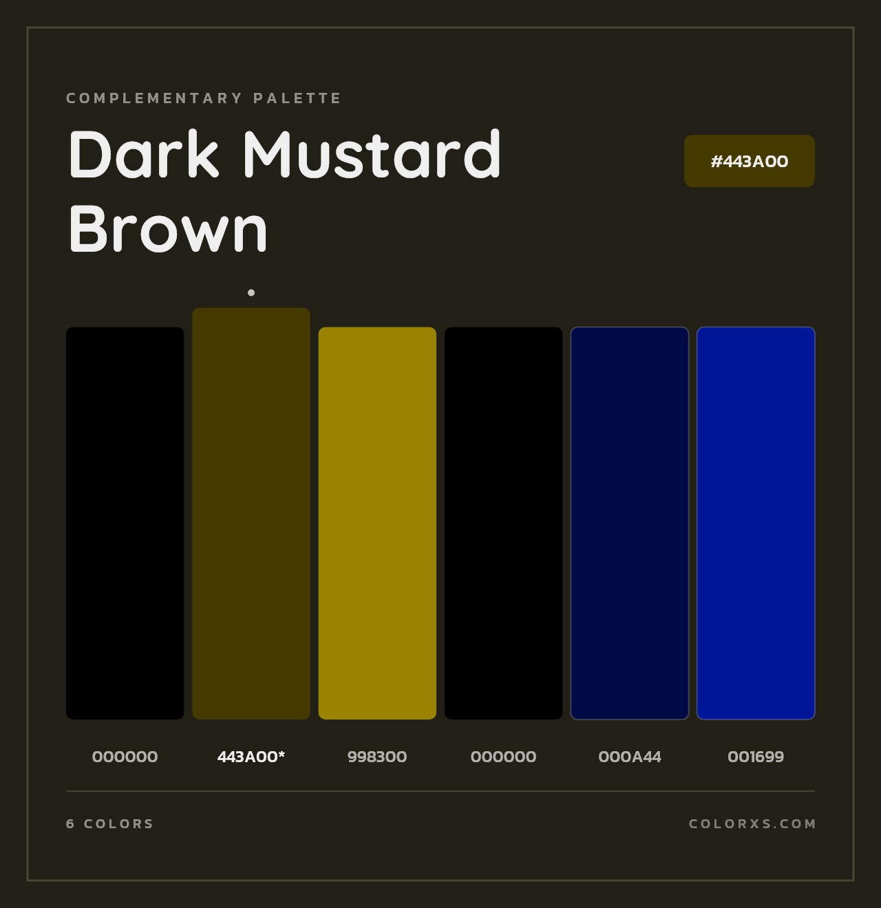 Dark Mustard Brown - Complementary Color Palette