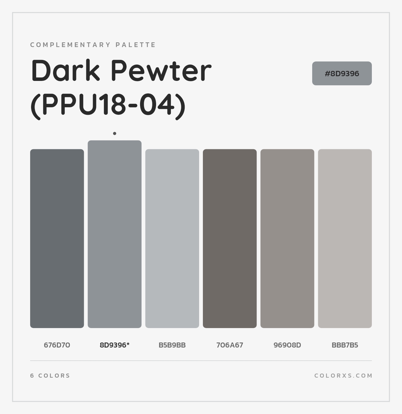 Dark Pewter (PPU18-04) - Complementary Color Palette