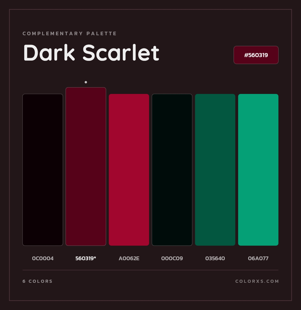 Dark Scarlet - Complementary Color Palette