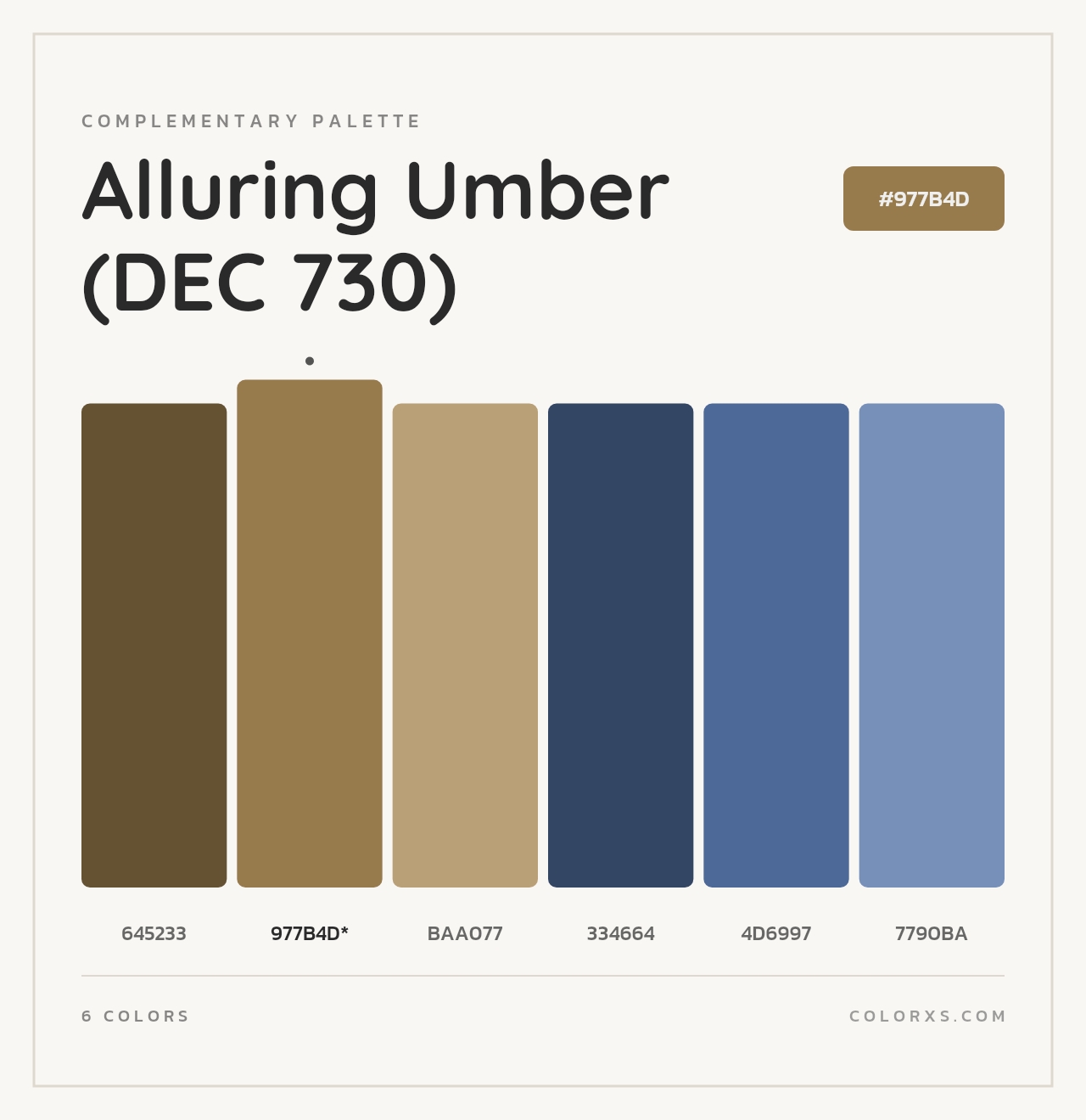 Alluring Umber (DEC 730) - Complementary Color Palette