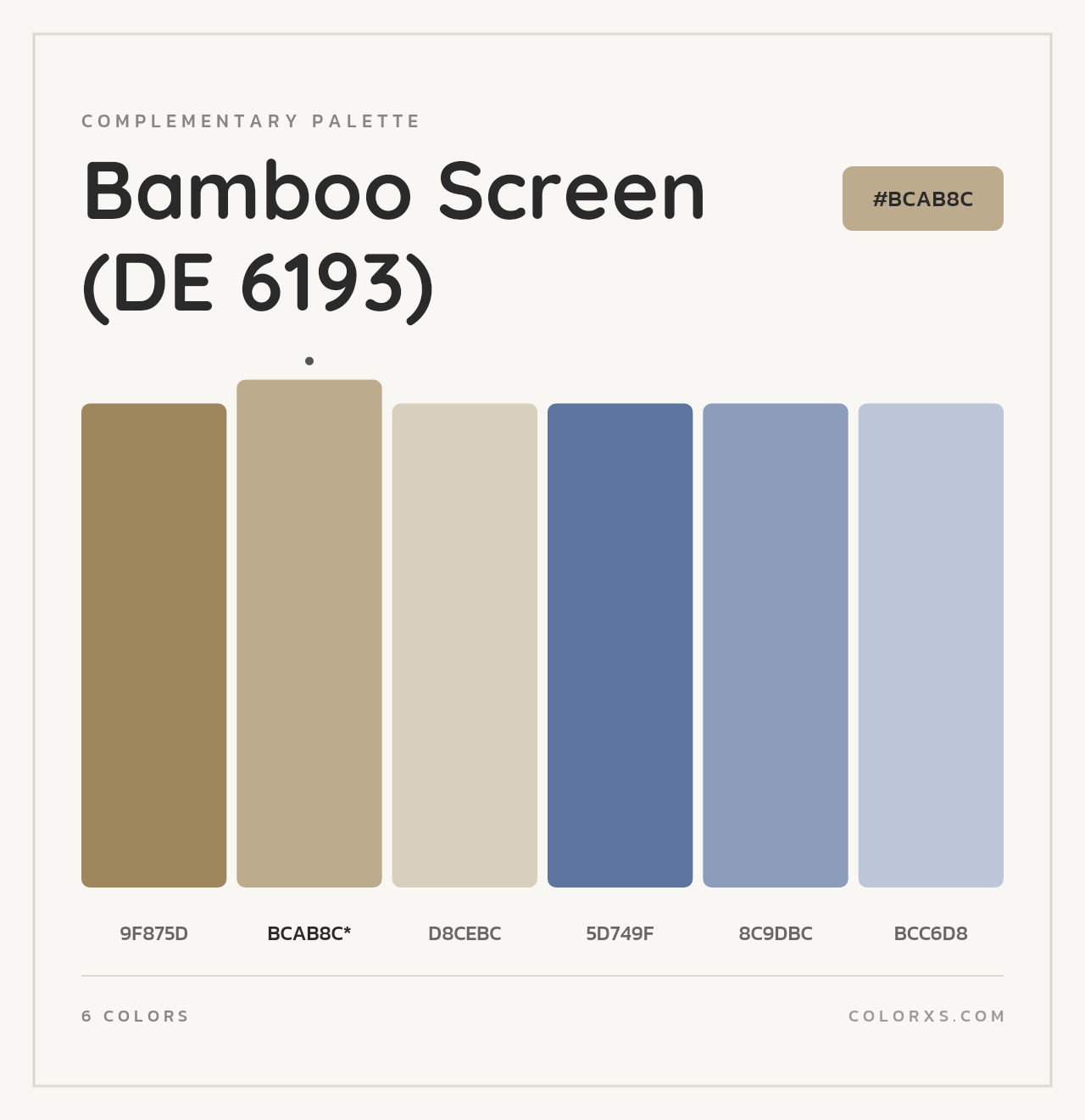 Bamboo Screen (DE 6193) - Complementary Color Palette
