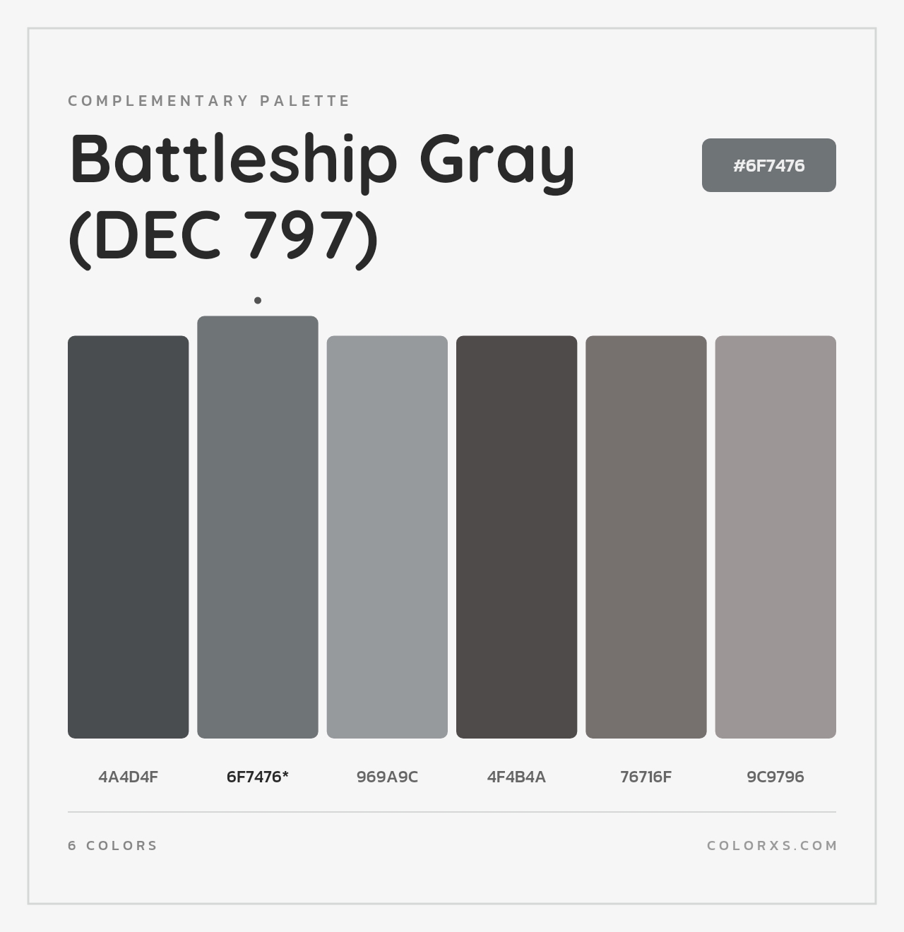Battleship Gray (DEC 797) - Complementary Color Palette