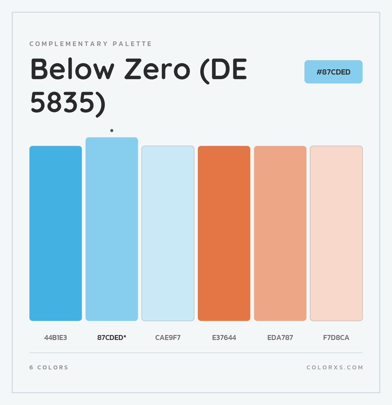 Below Zero (DE 5835) - Complementary Color Palette