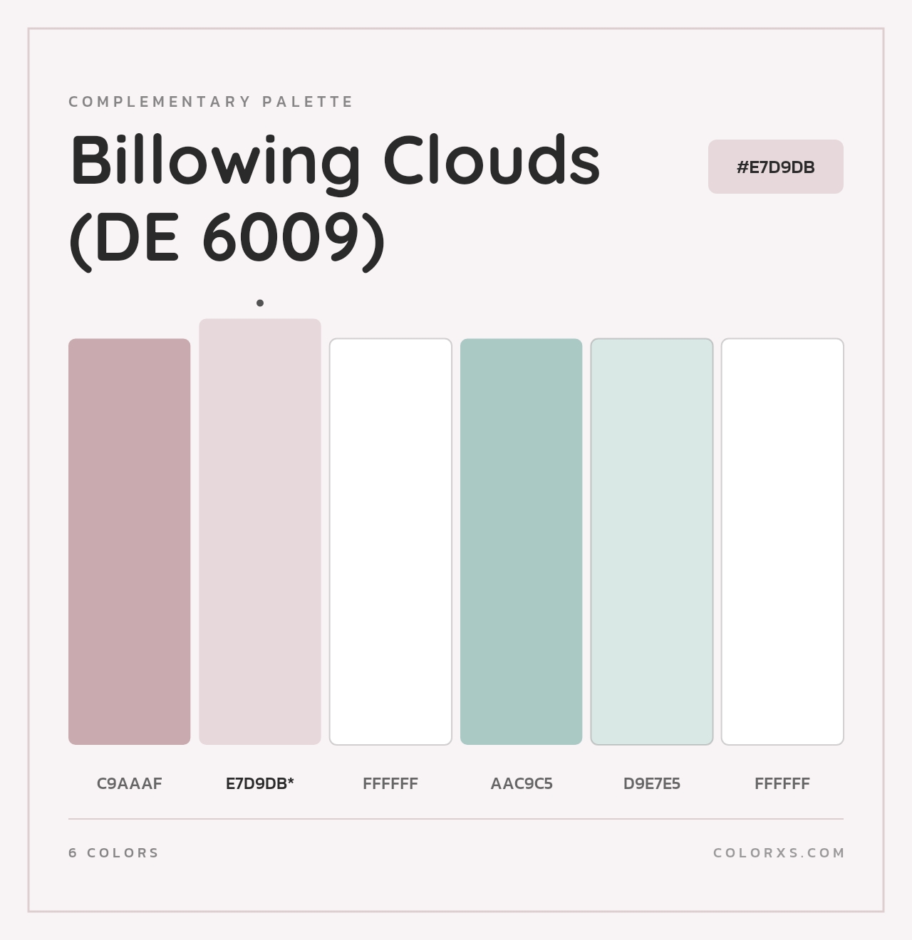 Billowing Clouds (DE 6009) - Complementary Color Palette