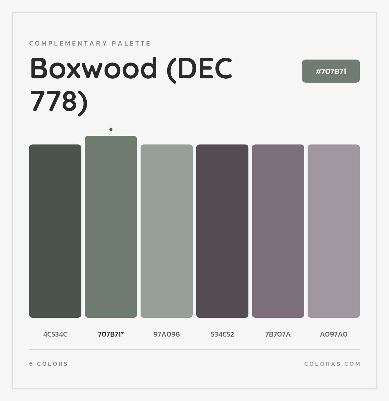 Boxwood (DEC 778) - Complementary Color Palette