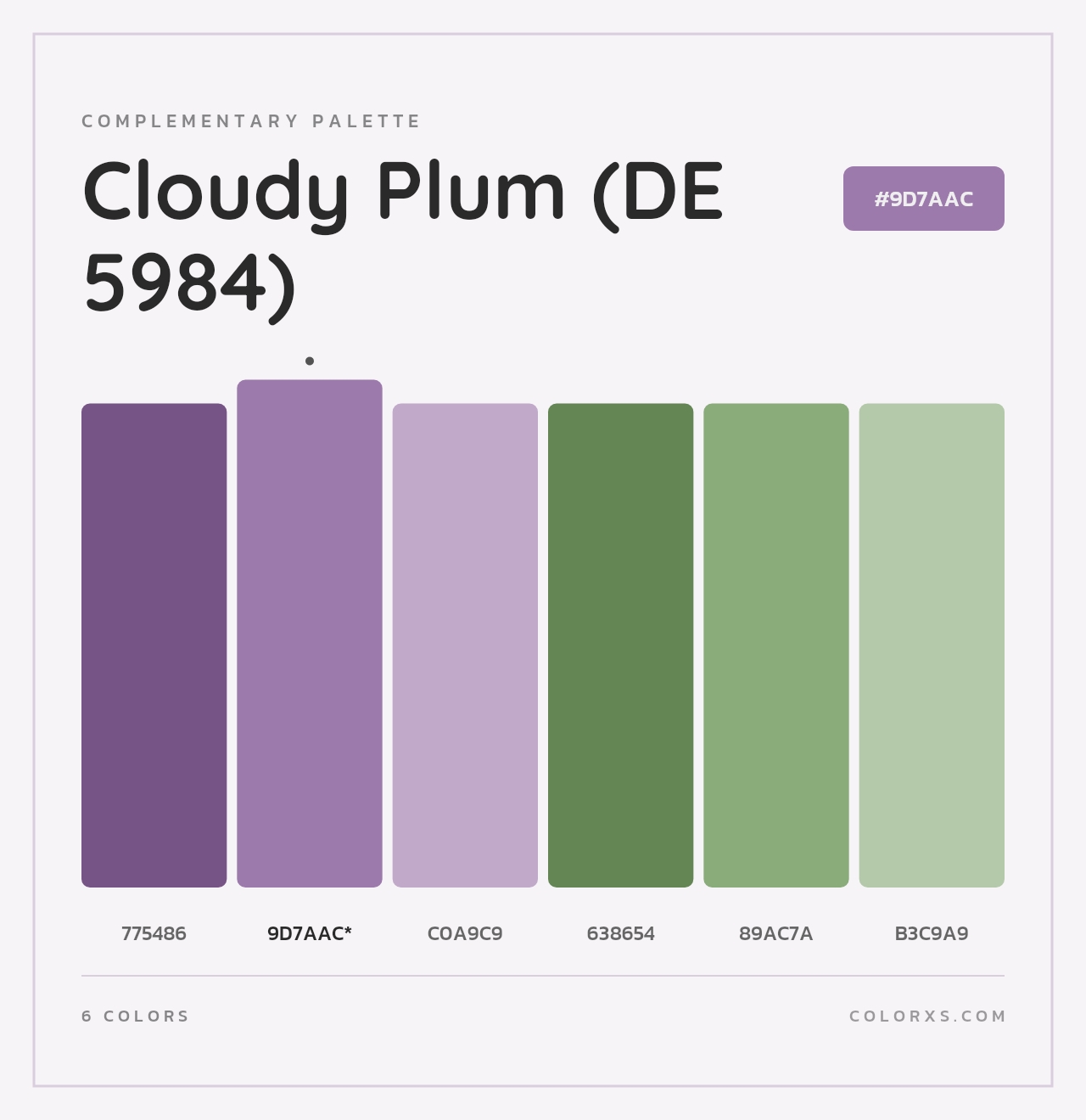 Cloudy Plum (DE 5984) - Complementary Color Palette