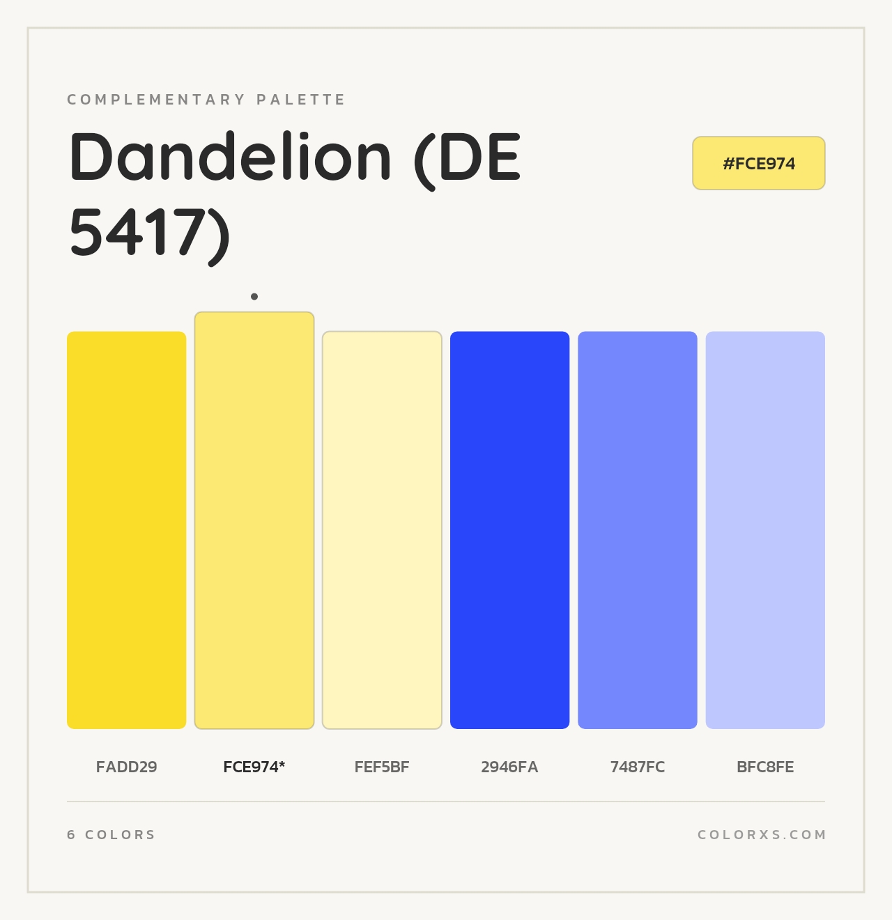 Dandelion (DE 5417) - Complementary Color Palette