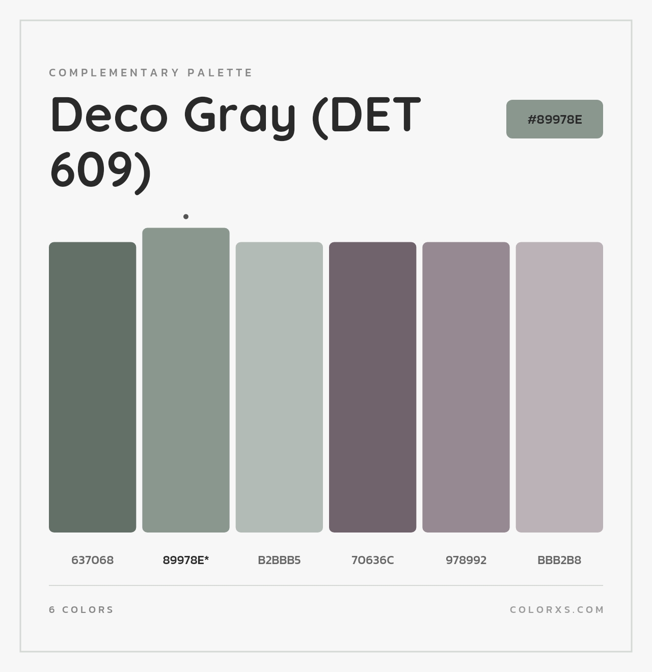 Deco Gray (DET 609) - Complementary Color Palette