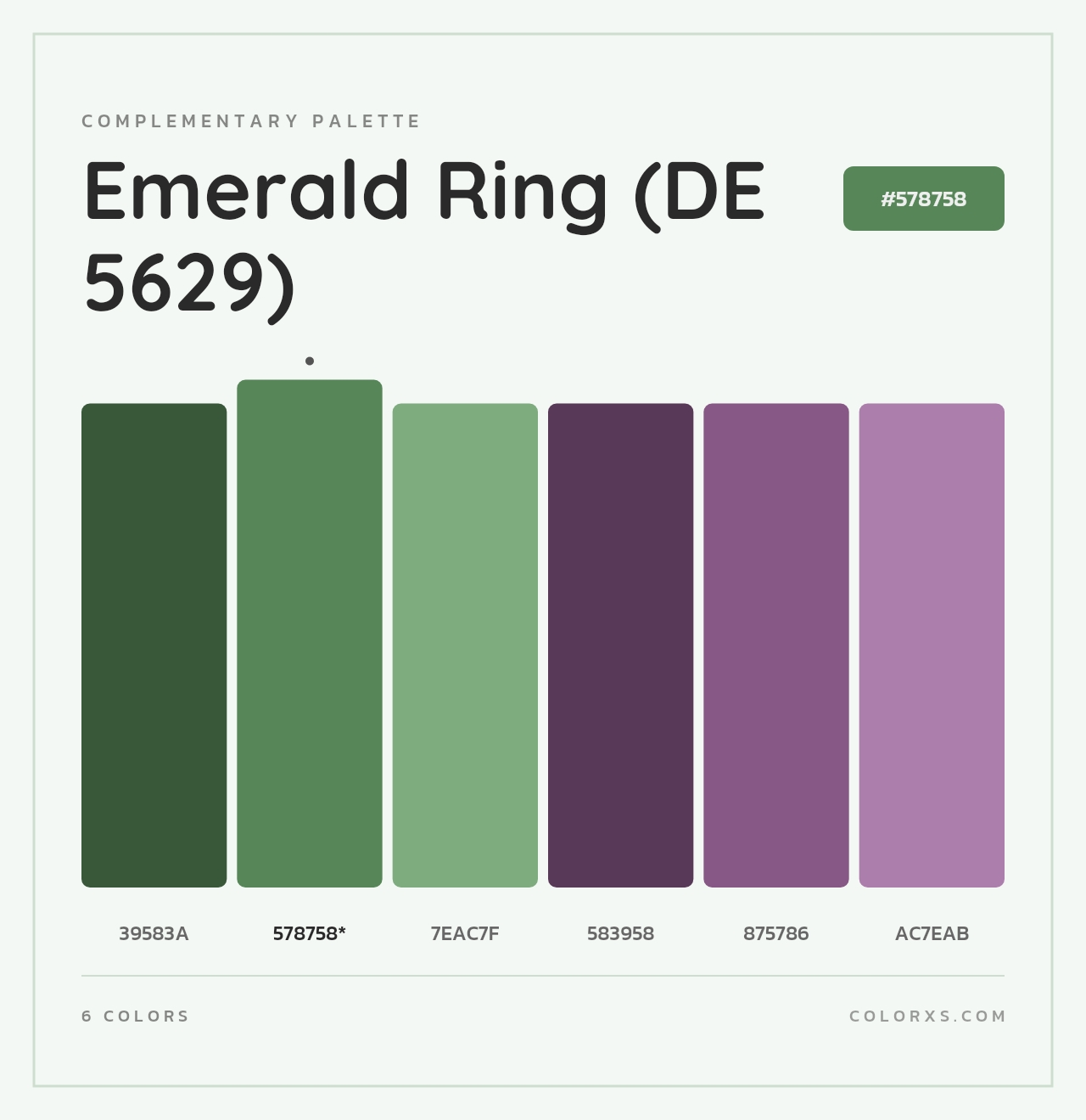 Emerald Ring (DE 5629) - Complementary Color Palette