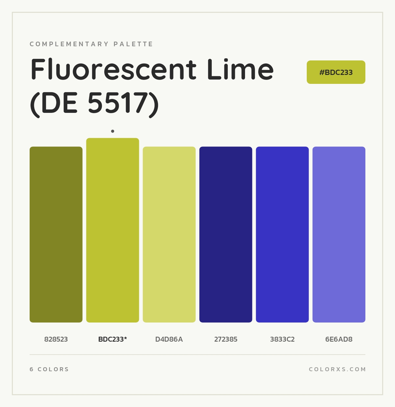 Fluorescent Lime (DE 5517) - Complementary Color Palette