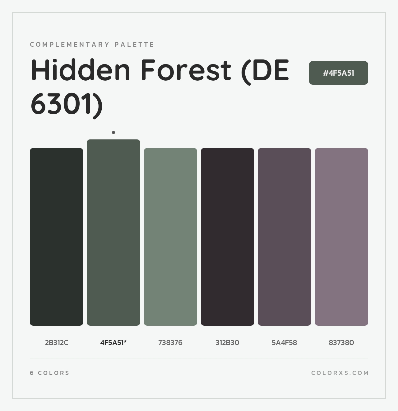 Hidden Forest (DE 6301) - Complementary Color Palette