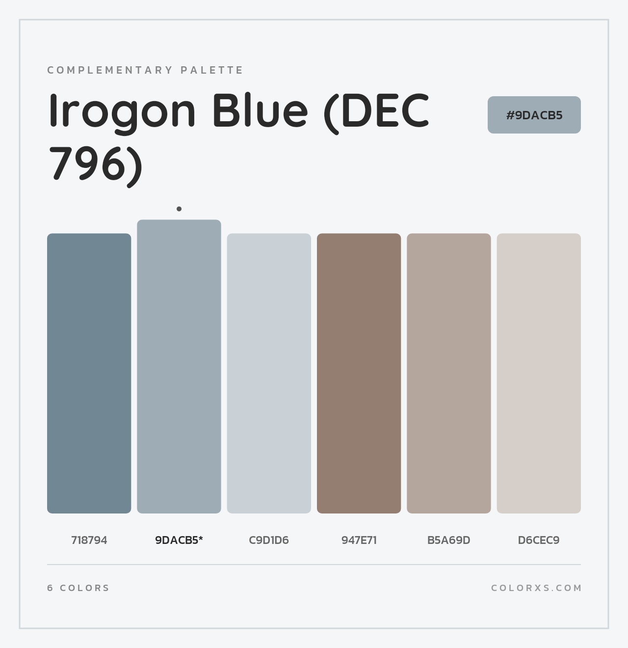 Irogon Blue (DEC 796) - Complementary Color Palette